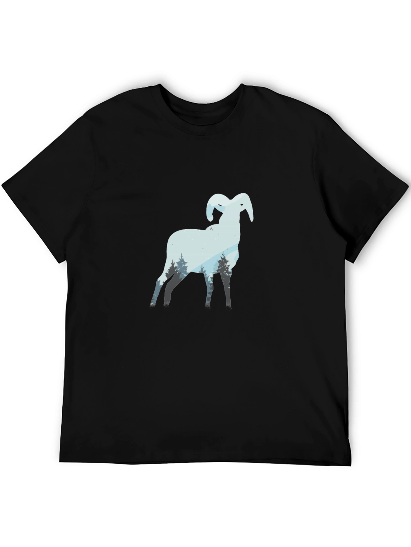 Black Ram Mountain Scene Black T-Shirt view 5