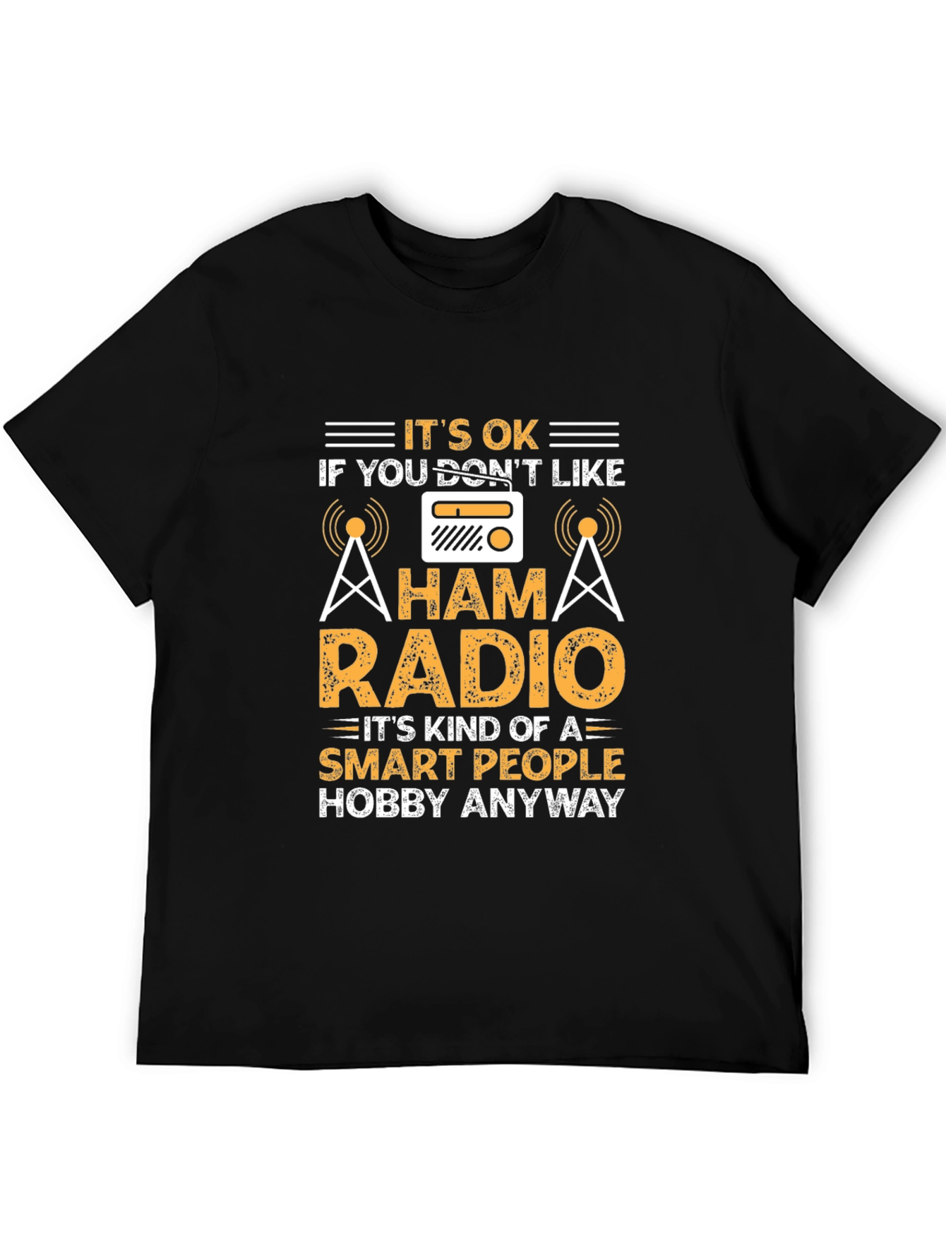 Black Ham Radio Smart People Hobby Black T-Shirt view 5