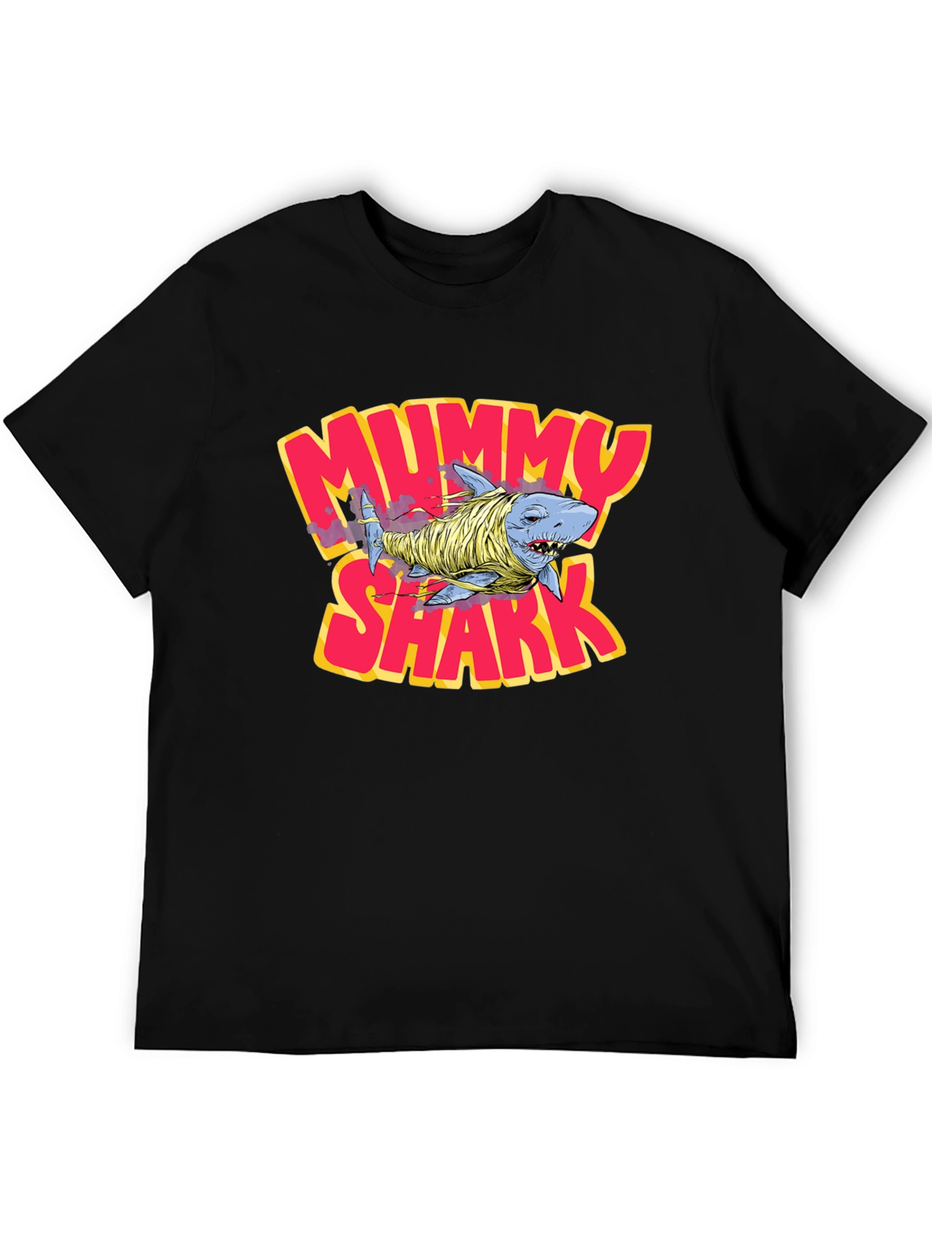 Black Mummy Shark Graphic T-Shirt - Black Crew Neck Tee view 5