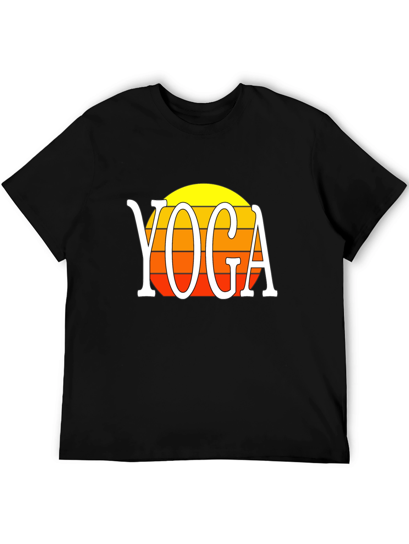 Black Yoga Sunset Graphic Tee - Retro Style Shirt view 5