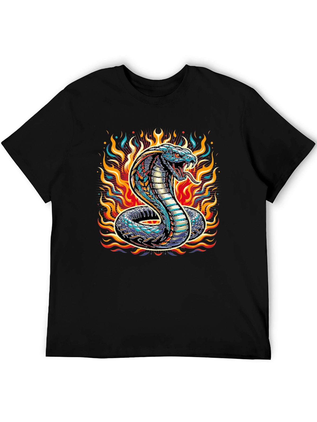 Black Fiery Cobra Graphic Tee - Men's Black T-Shirt view 5