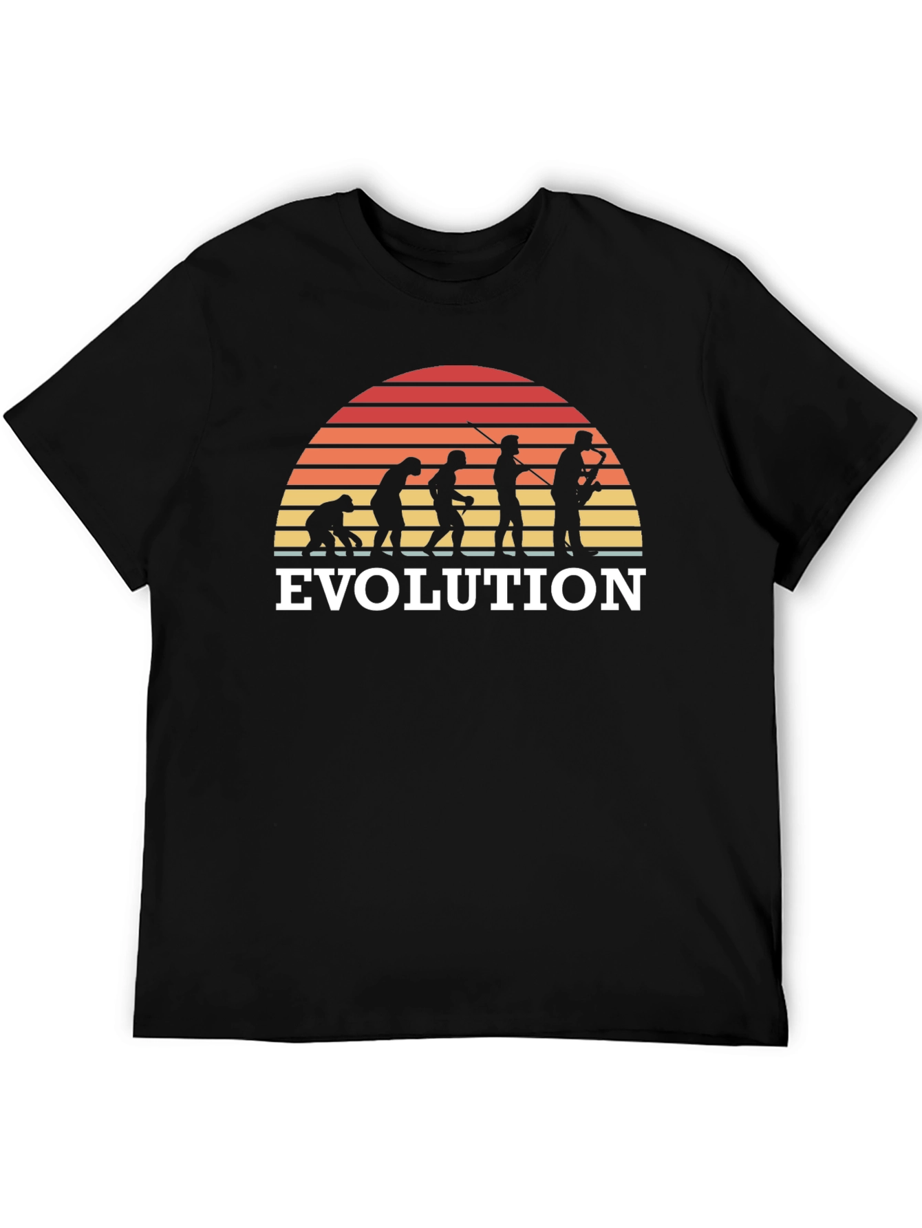 Black Evolution Sunset T-Shirt - Humorous Tee for Science & Music Lovers view 5
