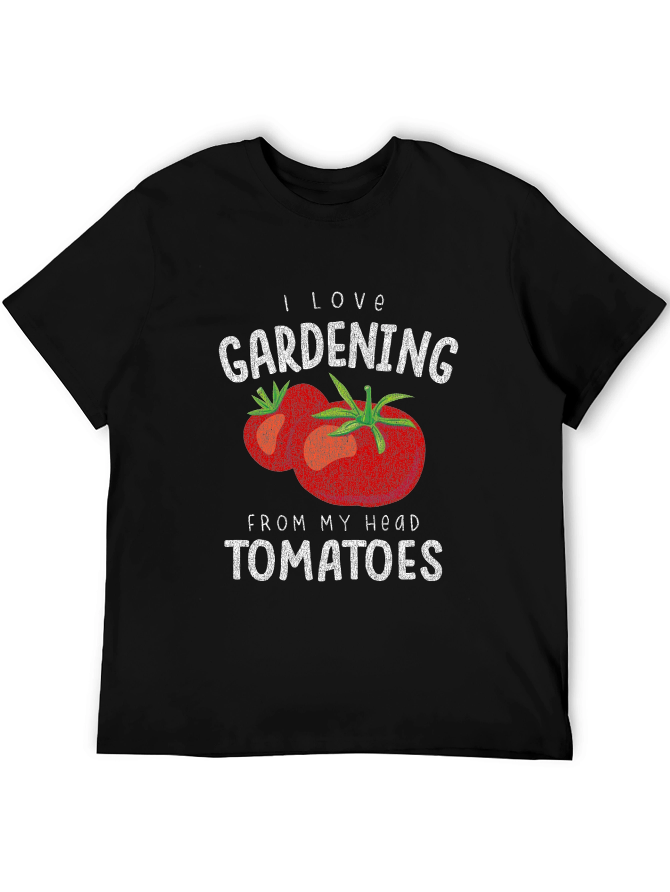 Black I Love Gardening From My Head Tomatoes Graphic T-Shirt view 5