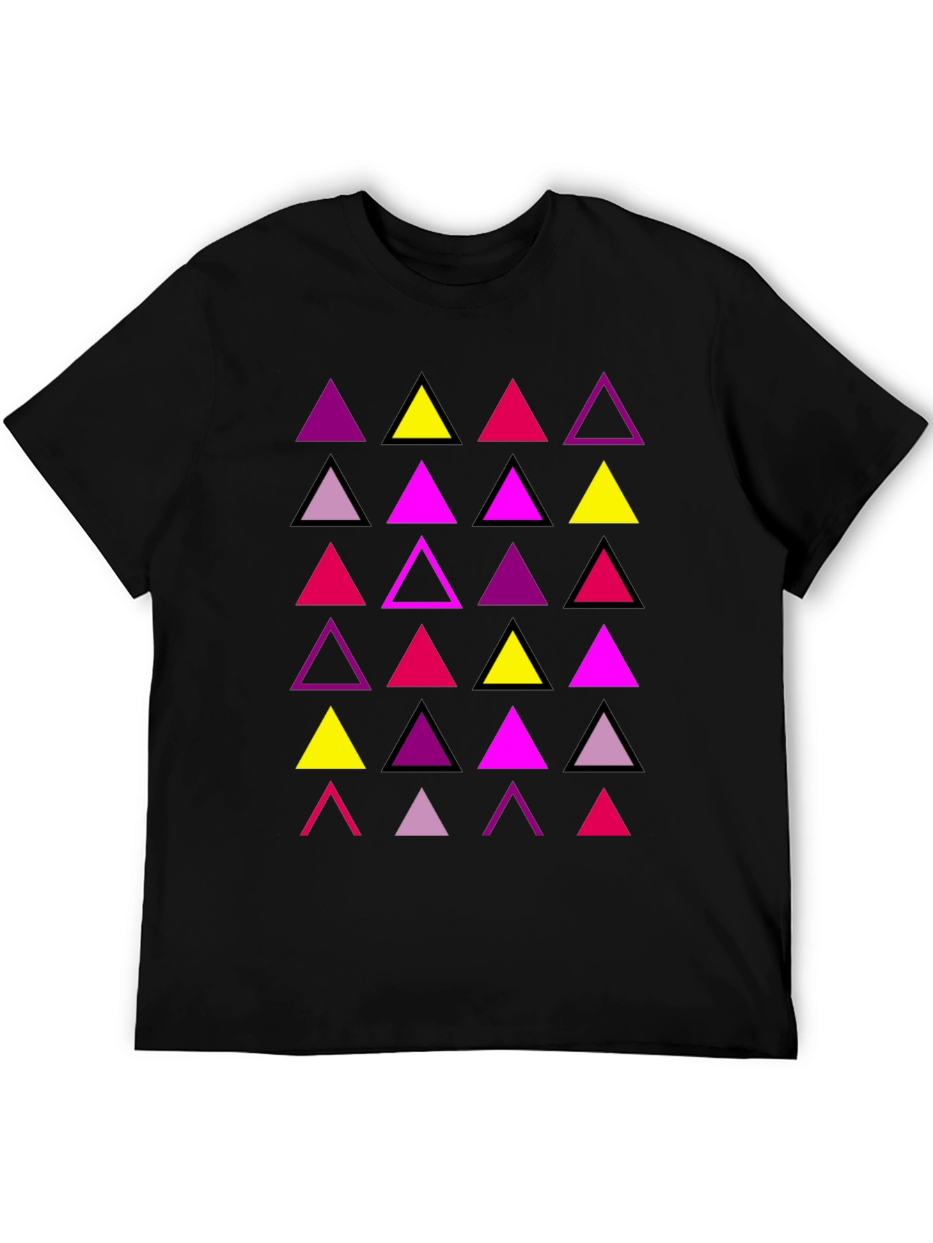 Black Geometric Triangle Print Men's T-Shirt view 5