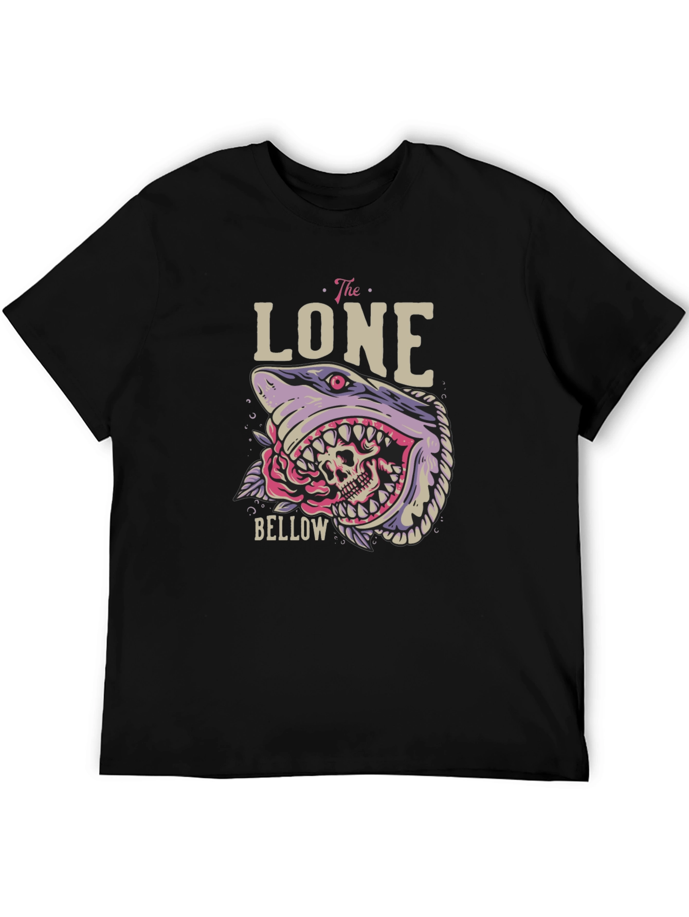 Black The Lone Bellow Graphic Tee - Shark Skull Design view 5