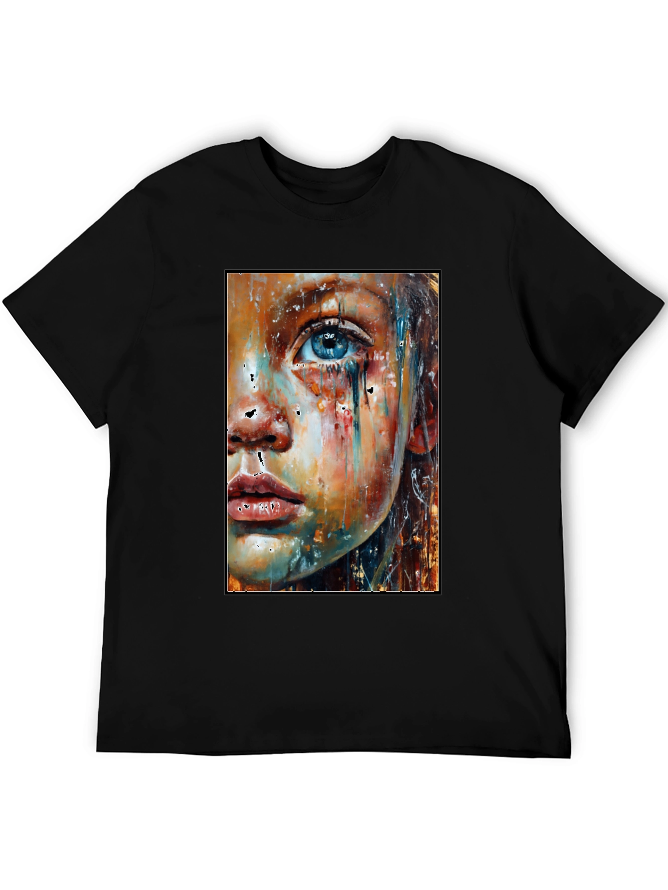 Black Abstract Face Art T-Shirt - Expressive Unisex Tee view 5