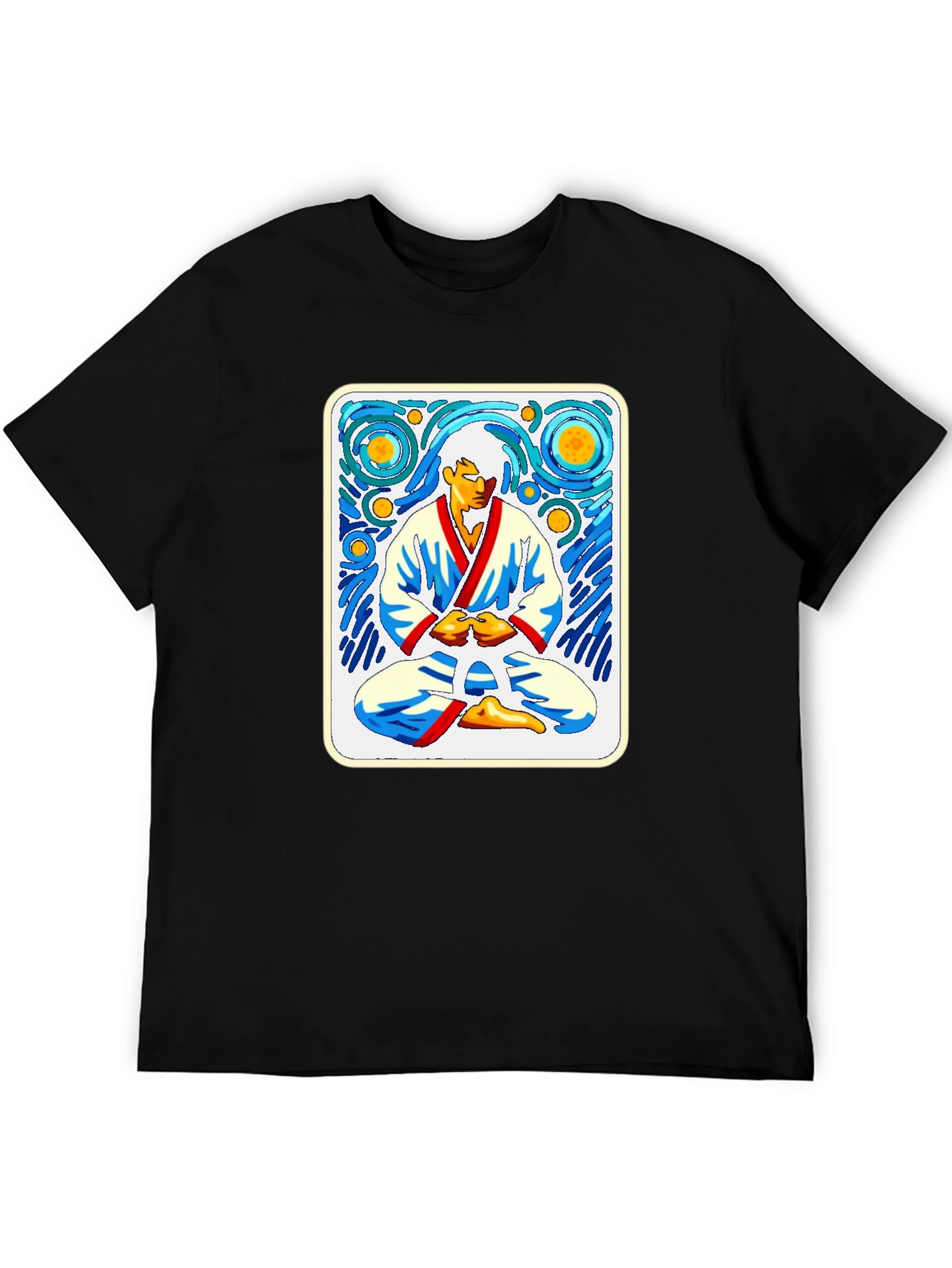 Black Starry Night Karate T-Shirt view 5