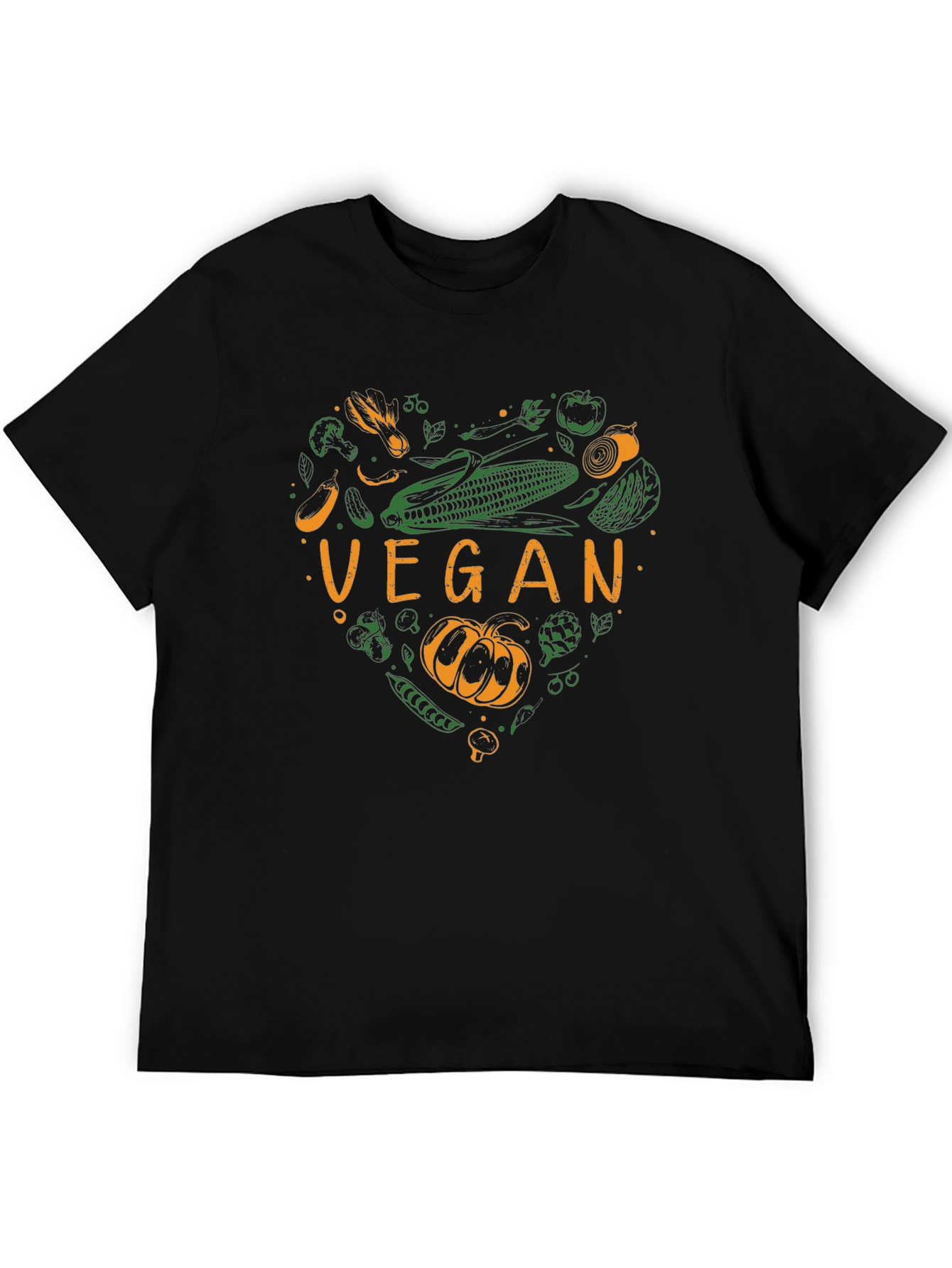 Black Vegan Heart Graphic Tee - Black Cotton T-Shirt view 5