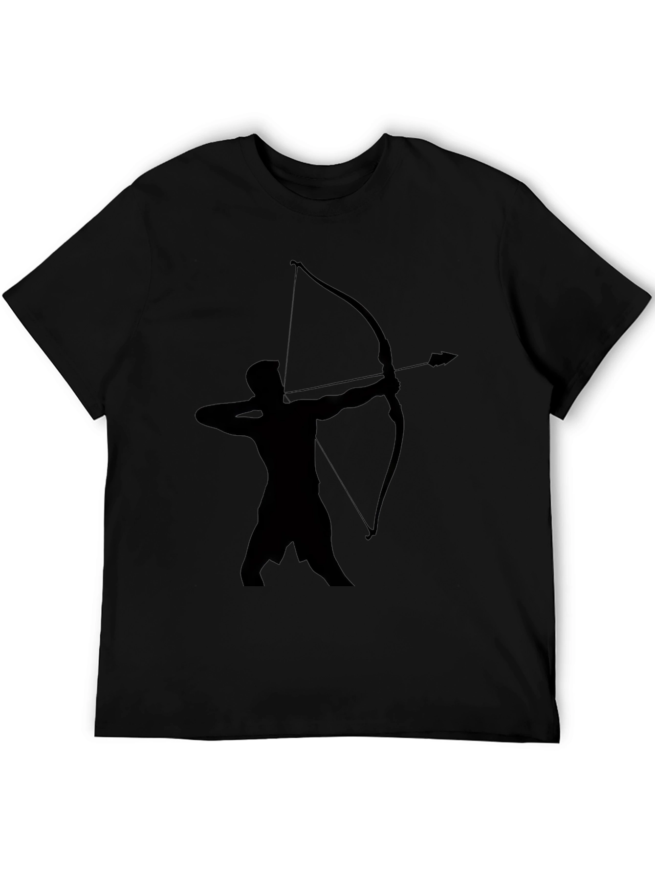 Black Archer Silhouette Graphic Tee - Classic Black Cotton T-Shirt view 5