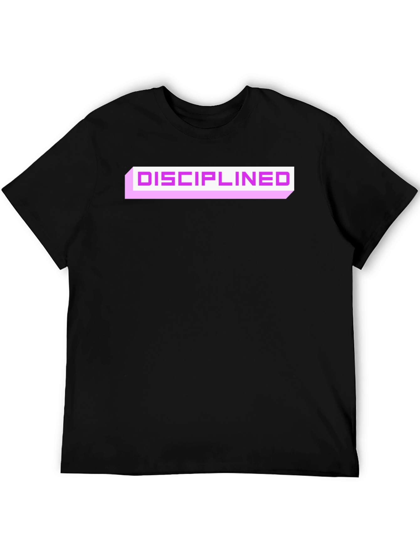 Black Disciplined Graphic Tee - Black Cotton Blend Casual T-Shirt view 5