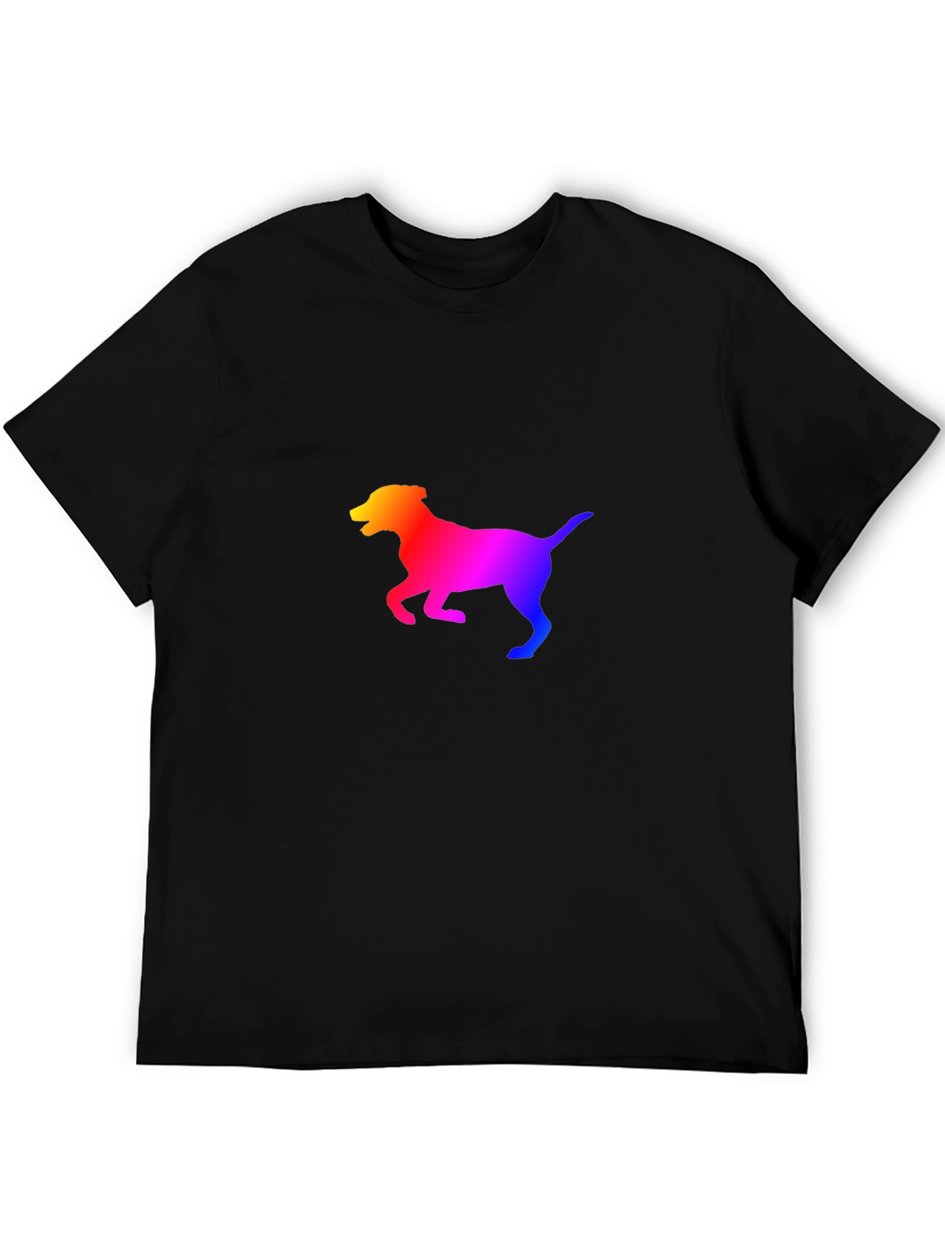 Black Rainbow Dog Silhouette Black T-Shirt view 5