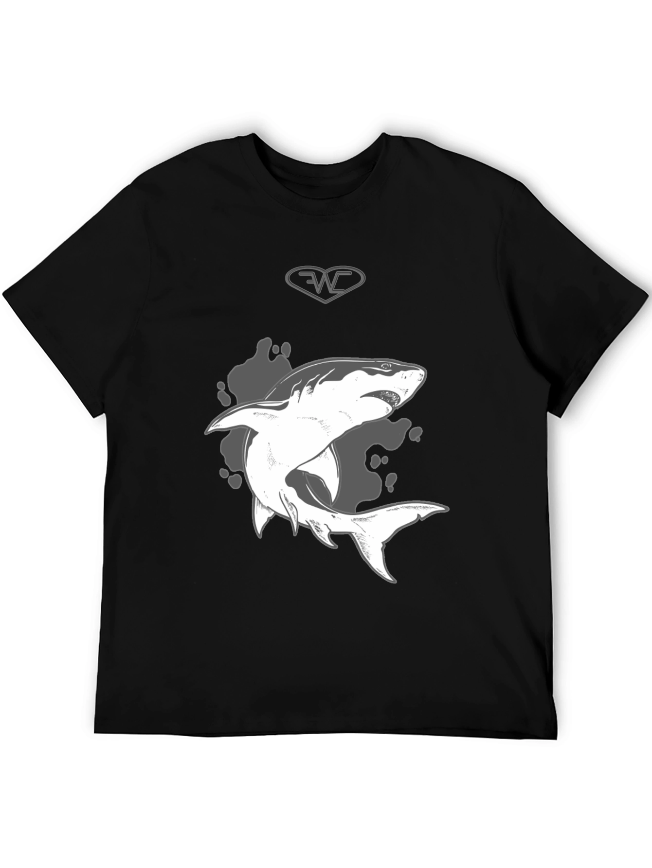 Black Shark Graphic Print Black T-Shirt - Mens Casual Style view 5