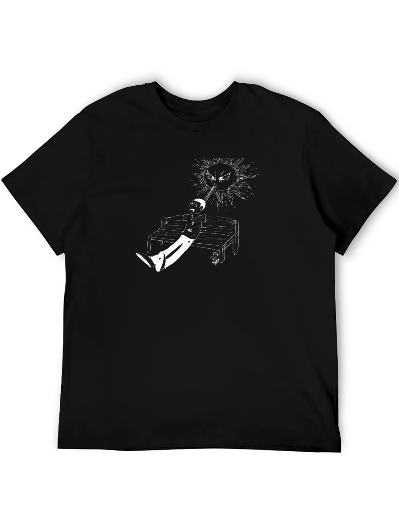Black Abstract Graphic Tee - Man Sun Bench Art view 5