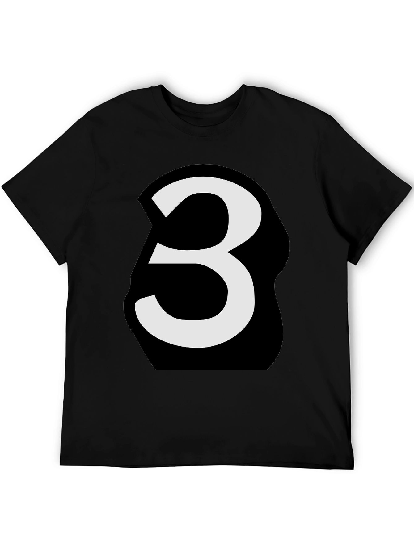 Black Bold Number 3 Graphic Tee - Black view 5
