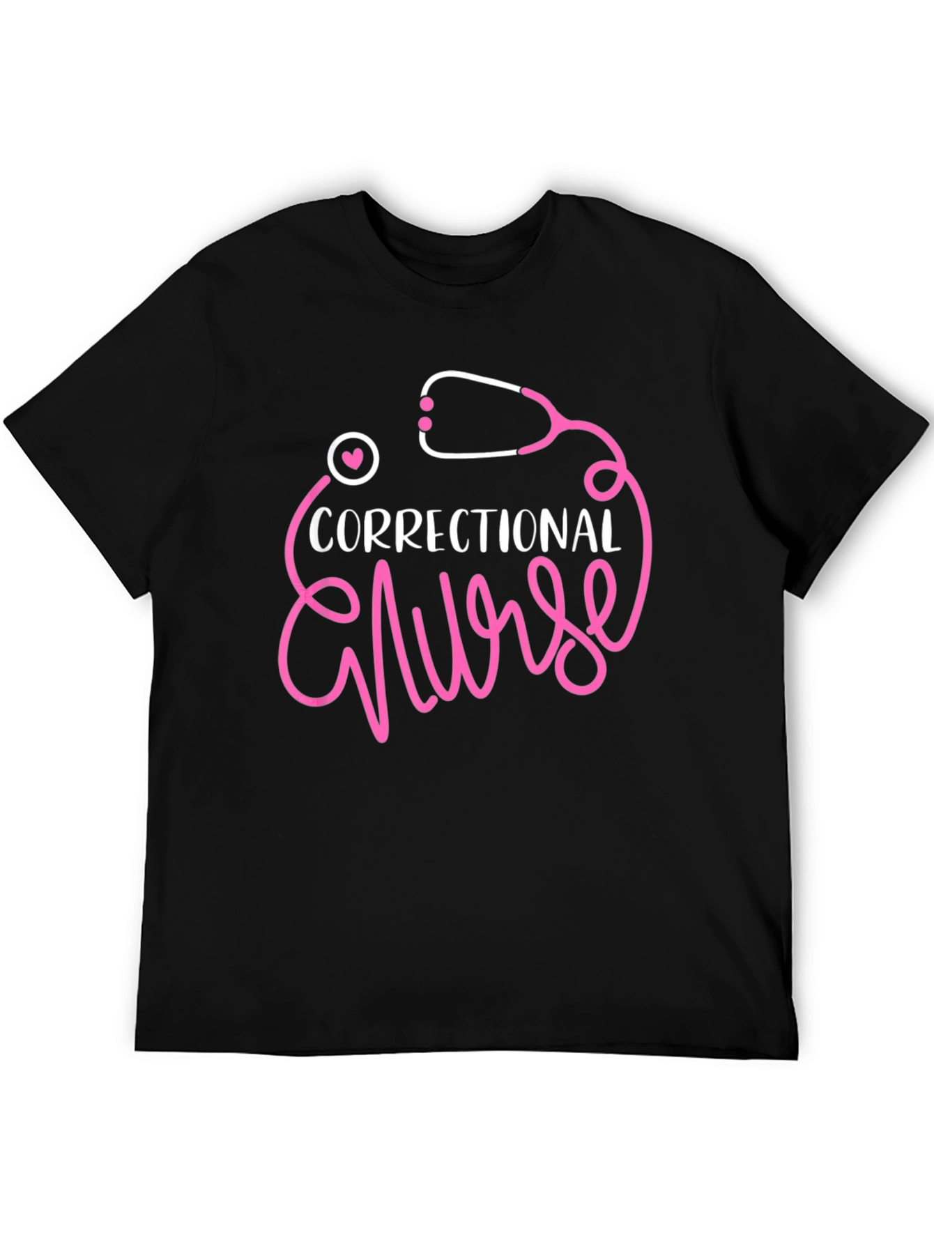 Black Correctional Nurse Stethoscope Graphic T-Shirt view 5