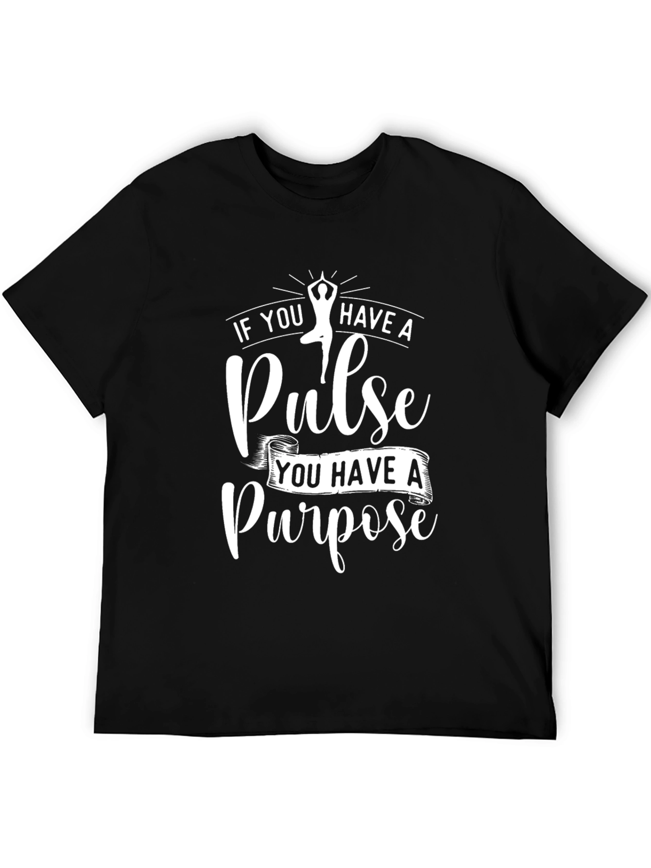 Black Pulse Purpose T-Shirt - Motivational Yoga Tee view 5