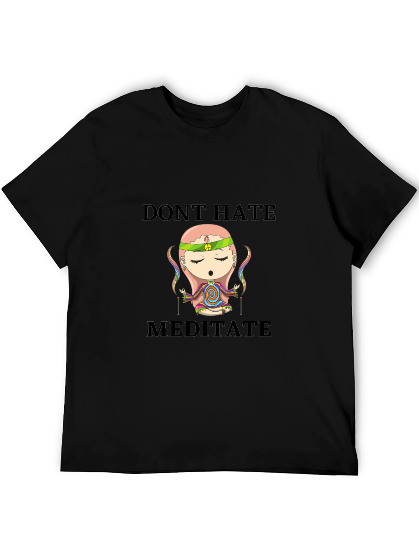 Black Don't Hate Meditate T-Shirt - Peaceful Cartoon view 5
