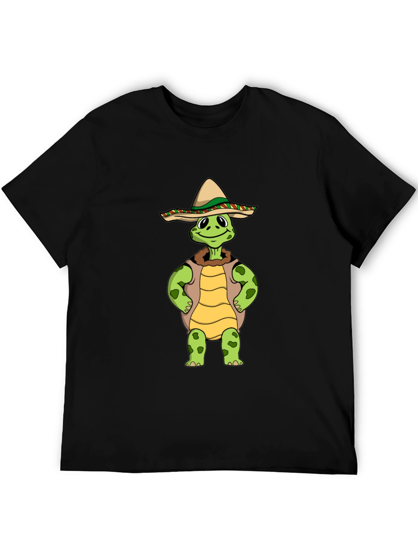 Black Funny Turtle Sombrero Graphic T-Shirt view 5
