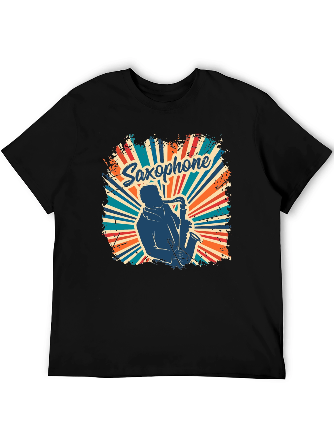 Black Saxophone Retro T-Shirt - Musician Graphic Tee view 5