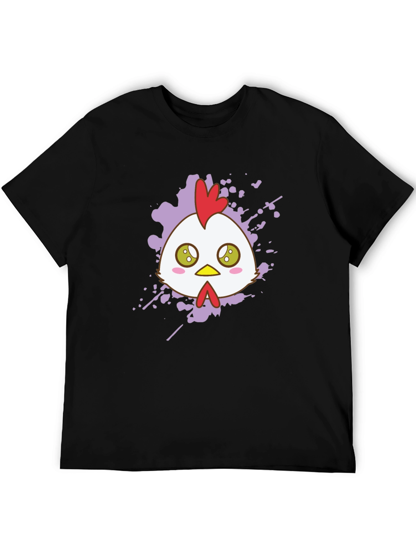 Black Cute Chicken Graphic Tee - Black Cotton T-Shirt view 5