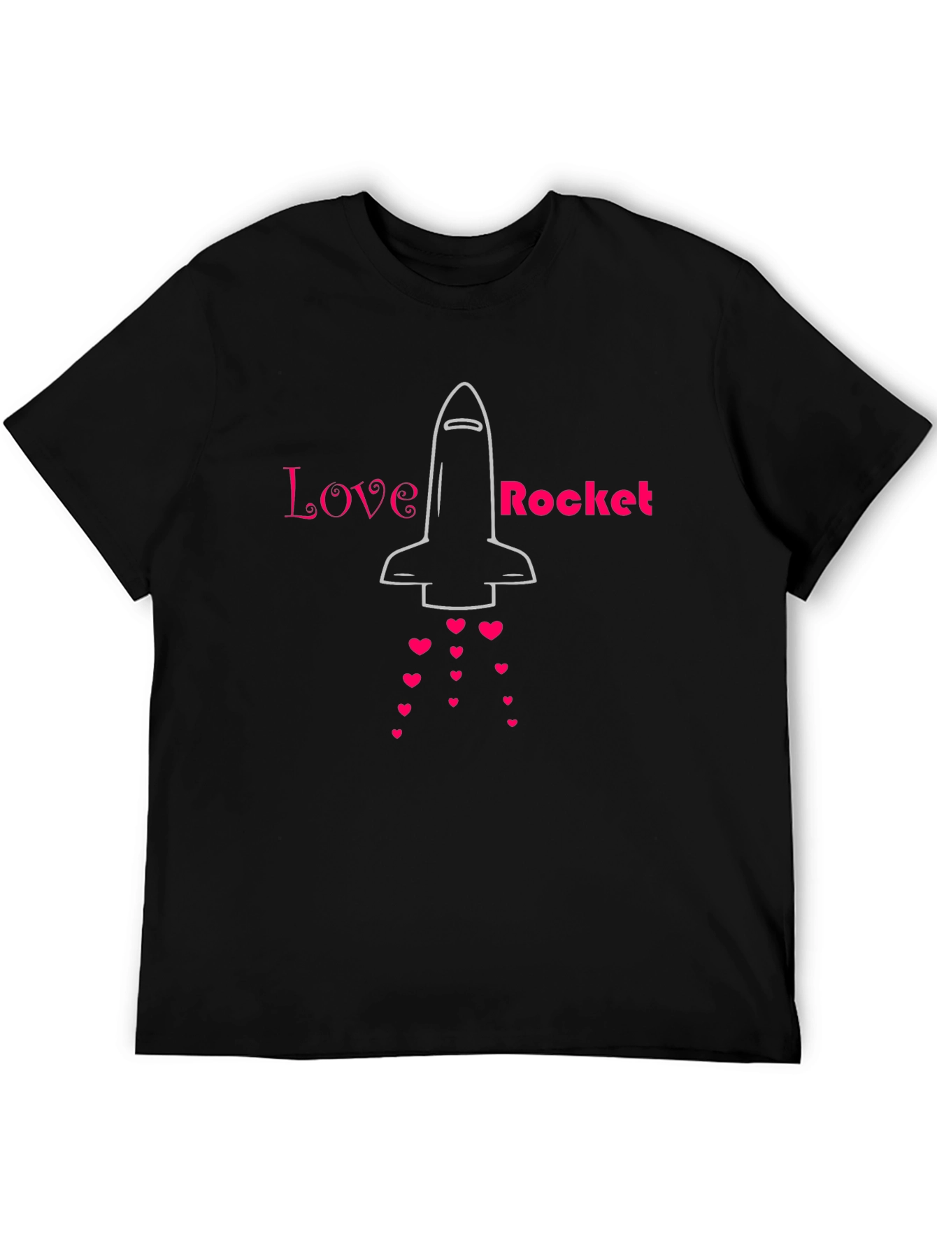 Black Love Rocket Graphic Tee - Black Cotton Blend view 5