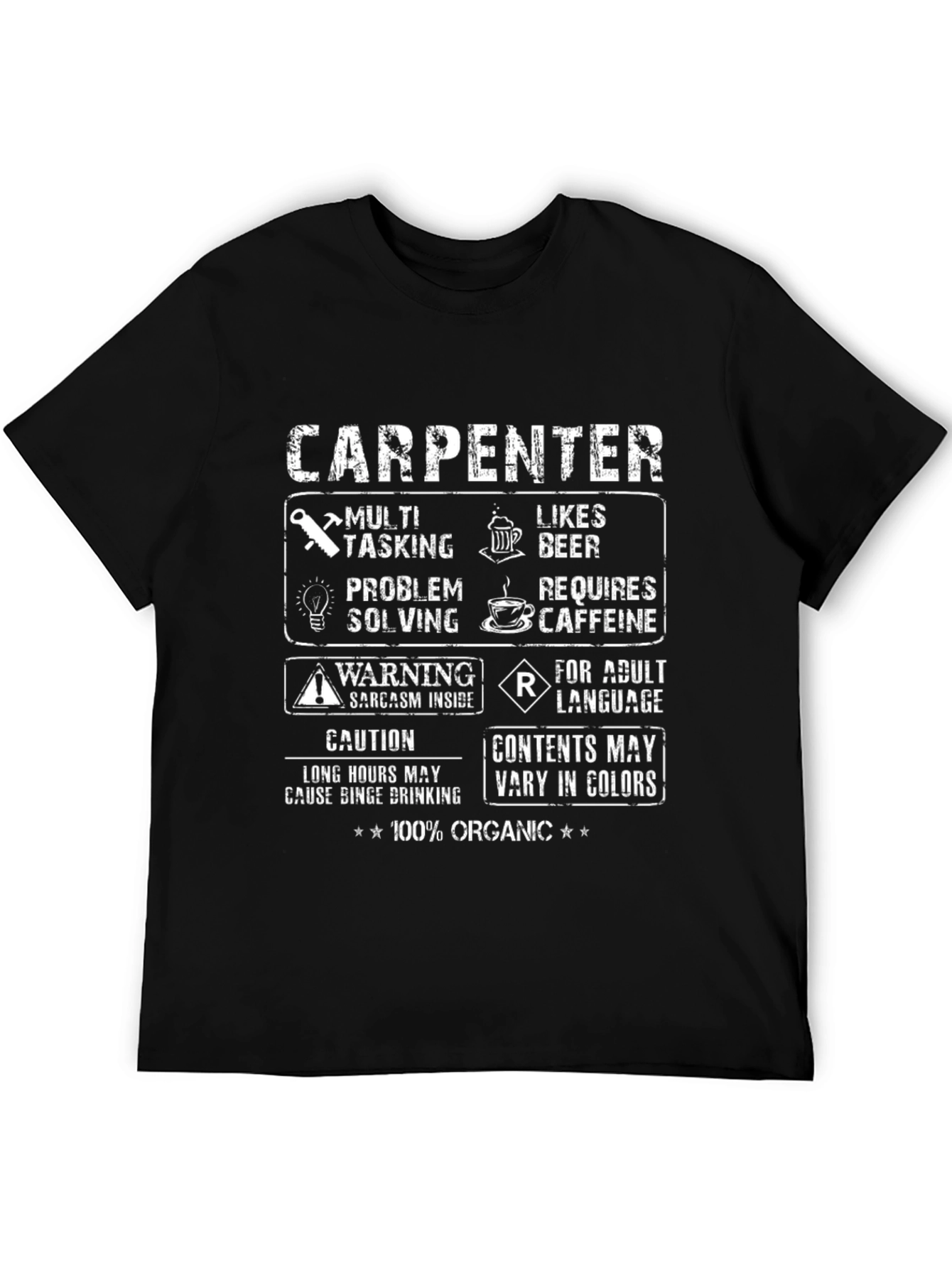Black Carpenter T-Shirt - Multi Tasking, Likes Beer, 100% Organic view 5