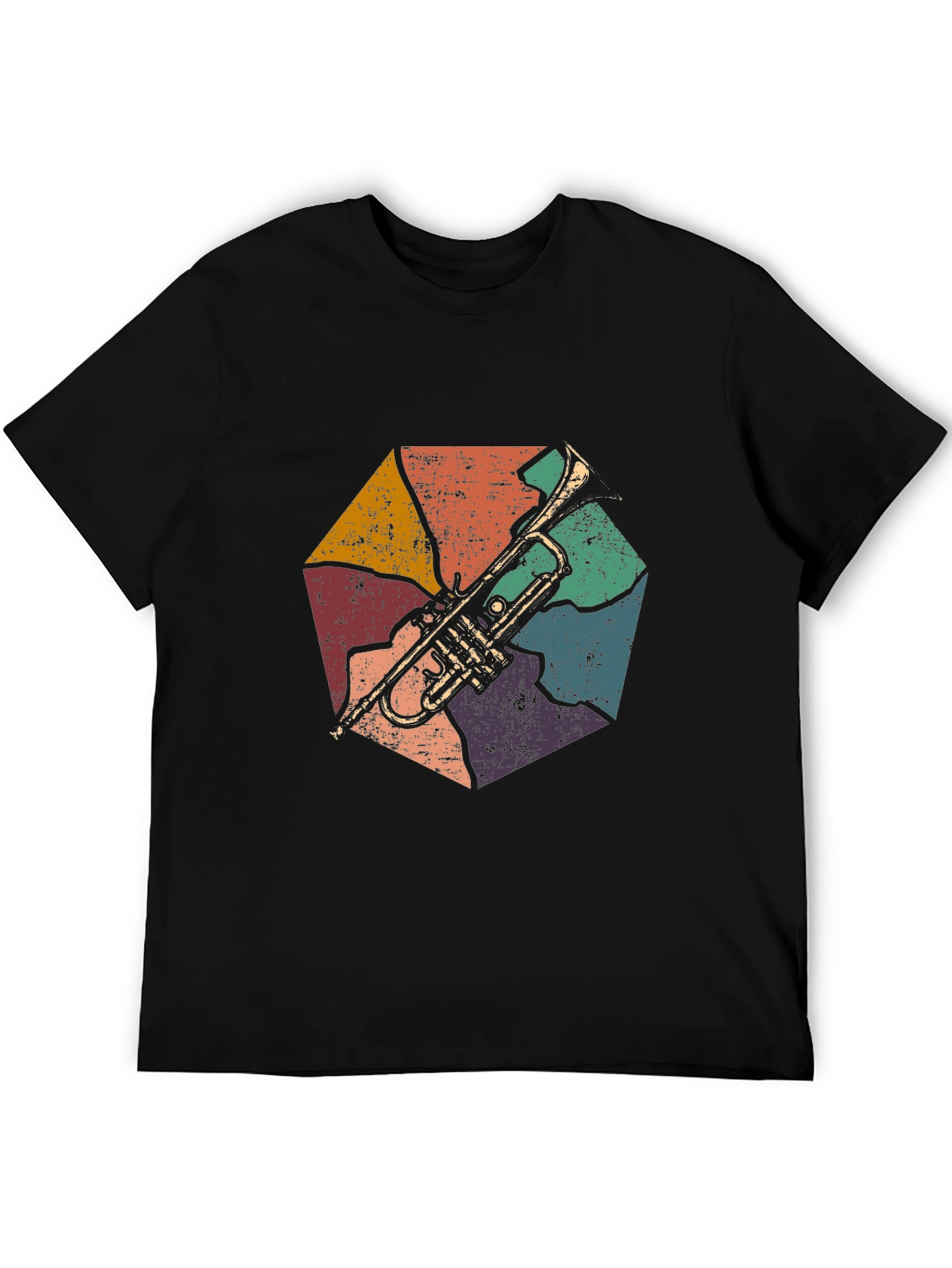 Black Retro Trumpet Graphic T-Shirt view 5