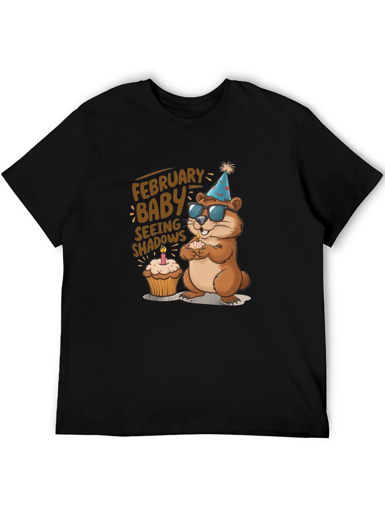 Black February Baby Groundhog T-Shirt view 5