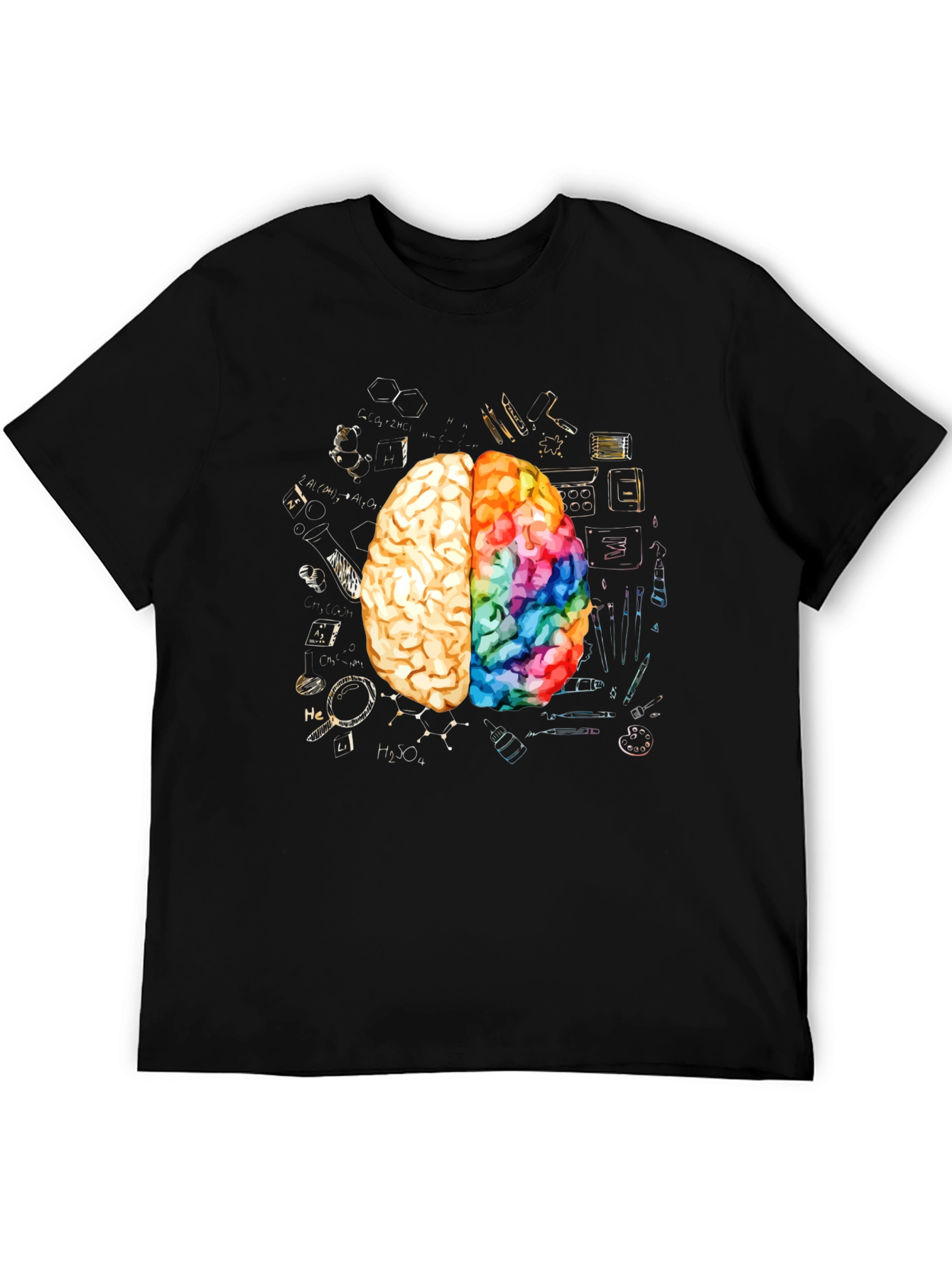 Black Creative Brain Graphic Tee - Artistic Mind T-Shirt view 5