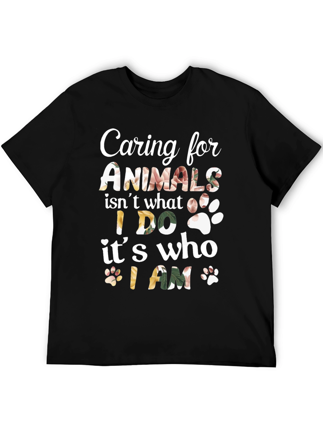 Black Caring for Animals Floral Print T-Shirt view 5