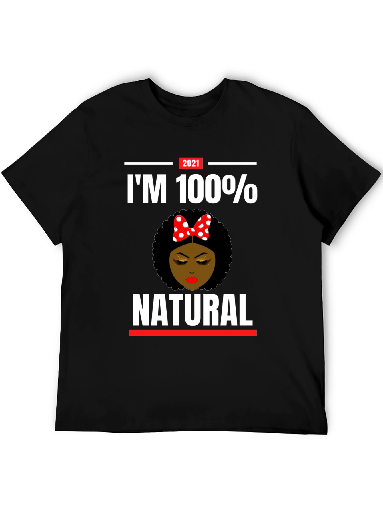Black I'm 100% Natural T-Shirt, Black Cotton Tee view 5