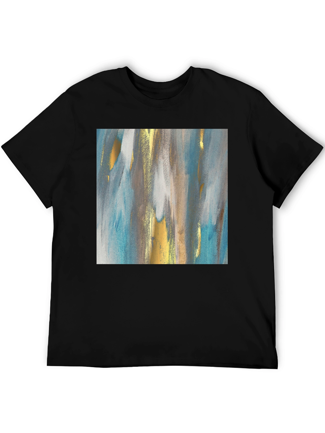 Black Abstract Art Tee - Modern Design Crew Neck T-Shirt view 5