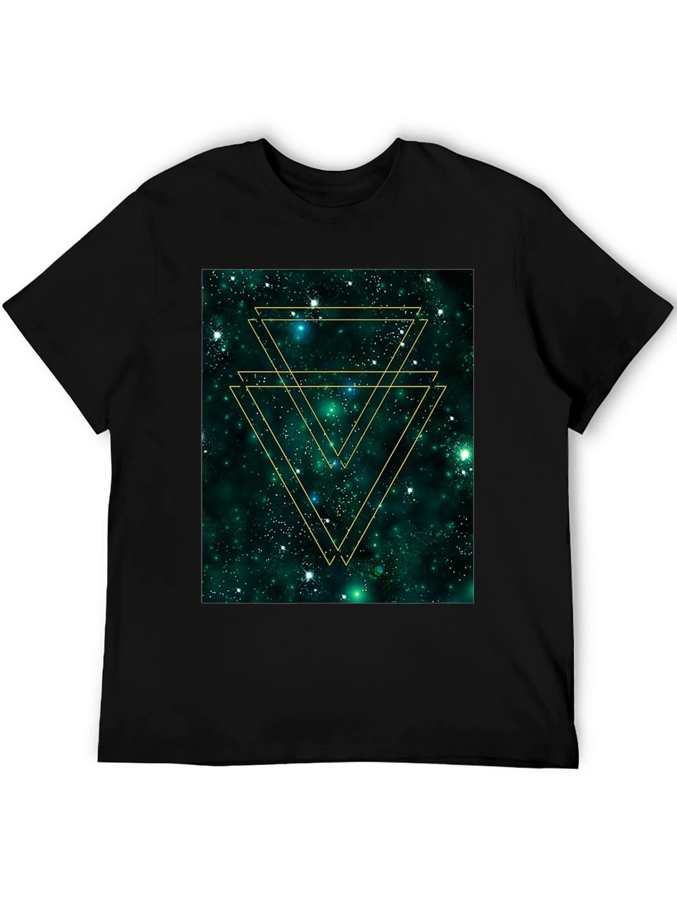 Black Geometric Galaxy Tee - Trendy Graphic Print Shirt view 5