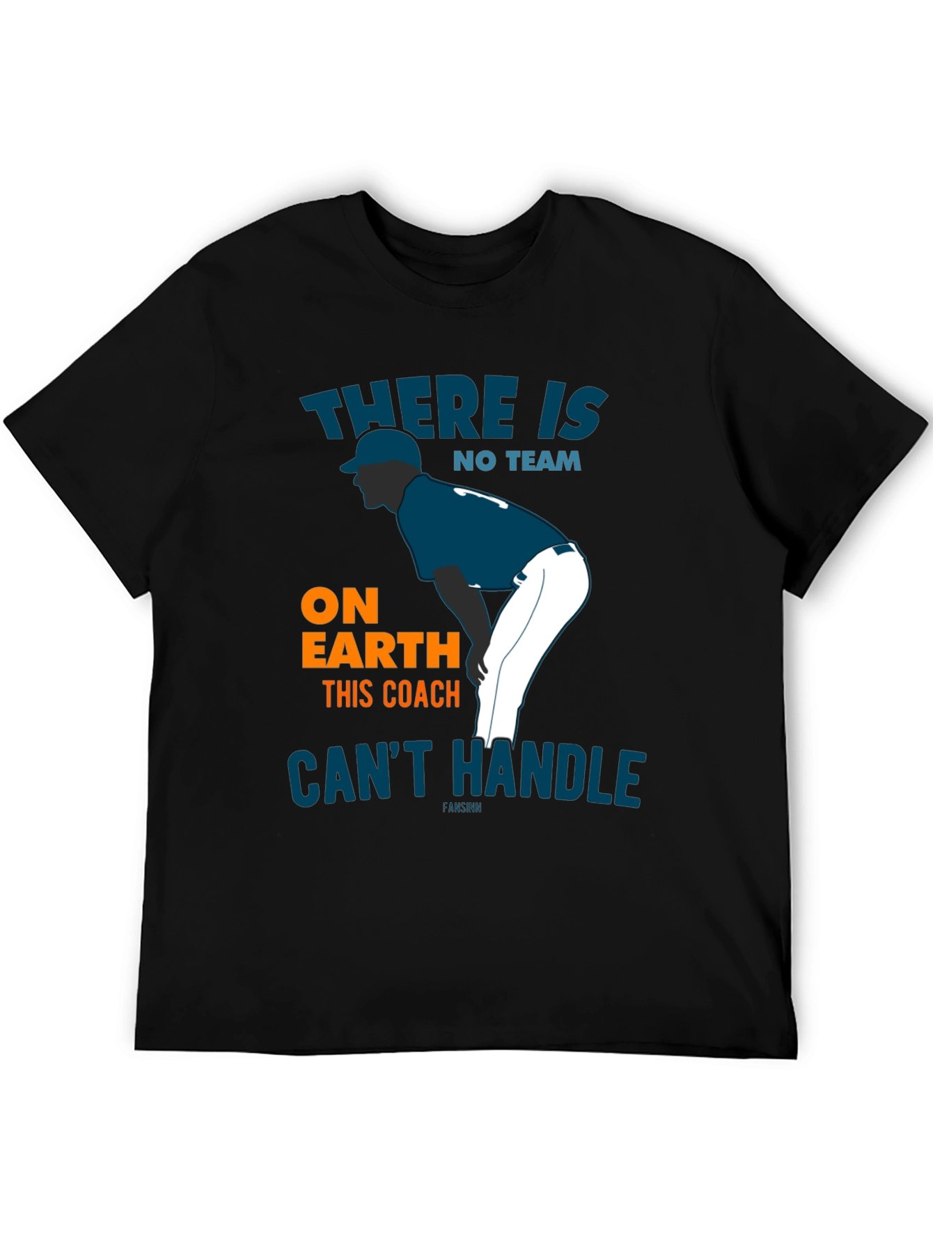 Black Baseball Coach T-Shirt - "No Team" Graphic Tee view 5
