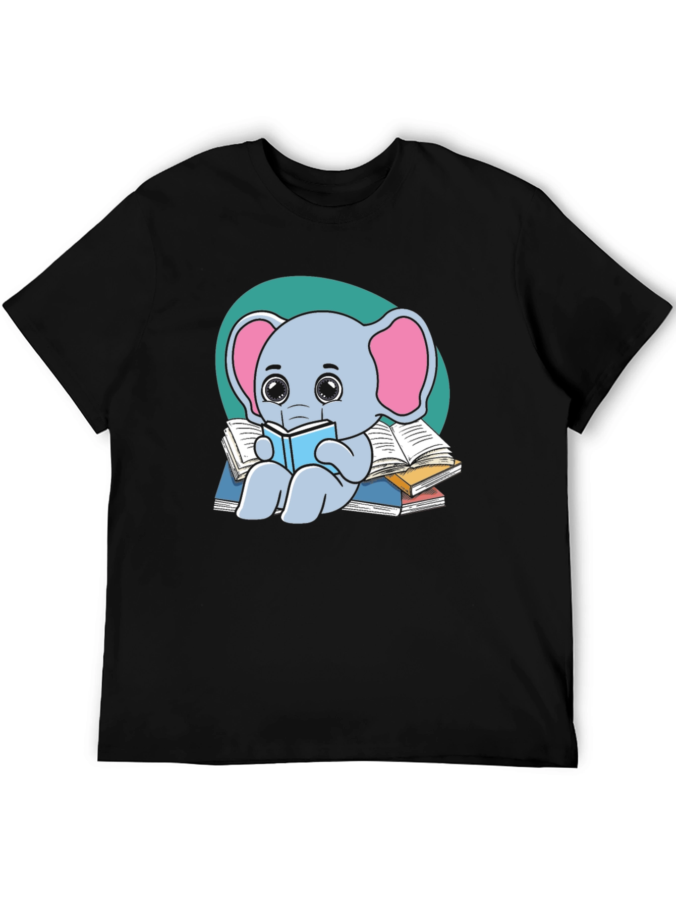 Black Reading Elephant T-Shirt view 5
