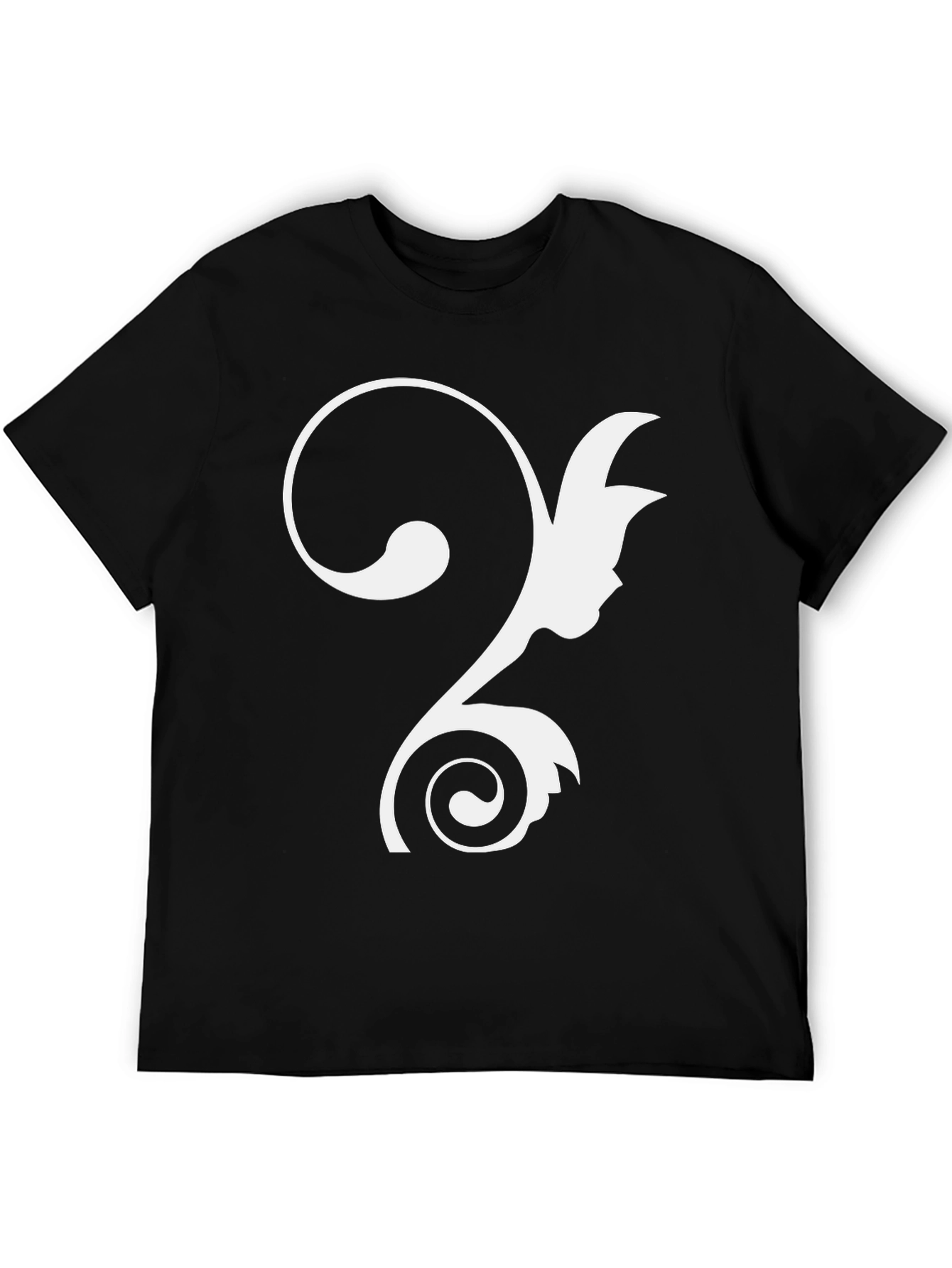 Elegant Scrollwork Graphic Tee - Stylish Black Cotton Blend Shirt - 5
