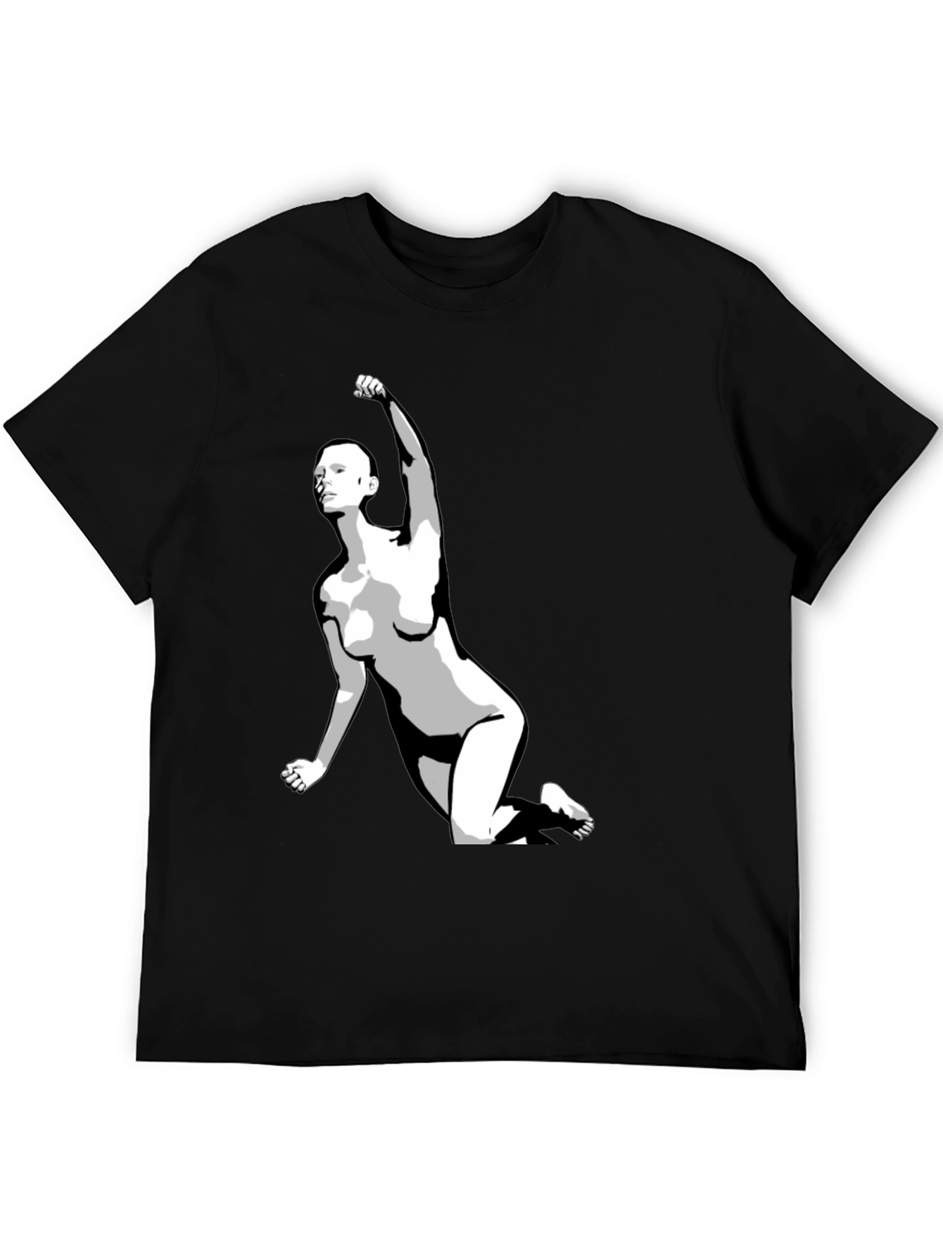 Black Bold Graphic Tee - Empowered Figure Design view 5