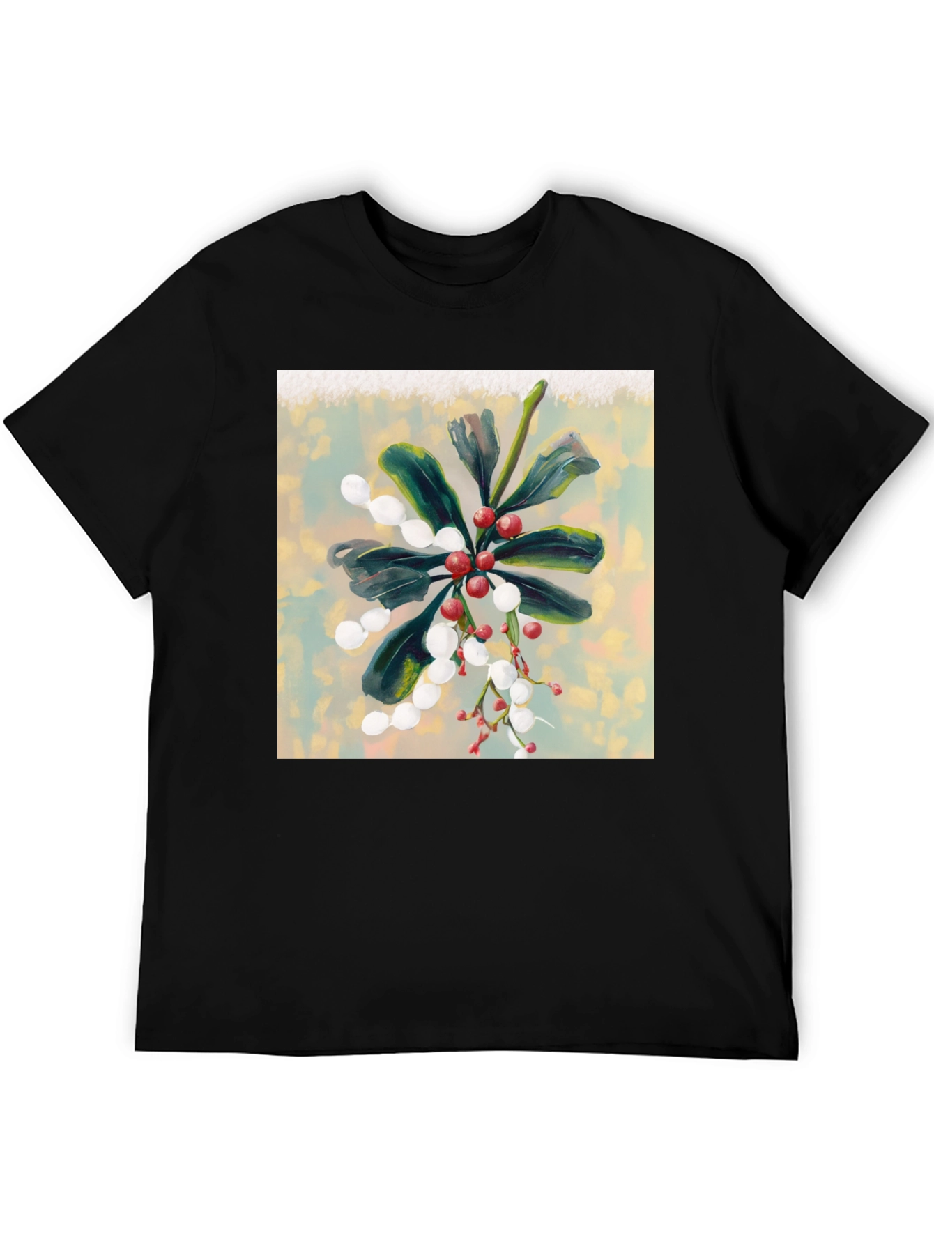 Black Botanical Berry Art Print Tee view 5