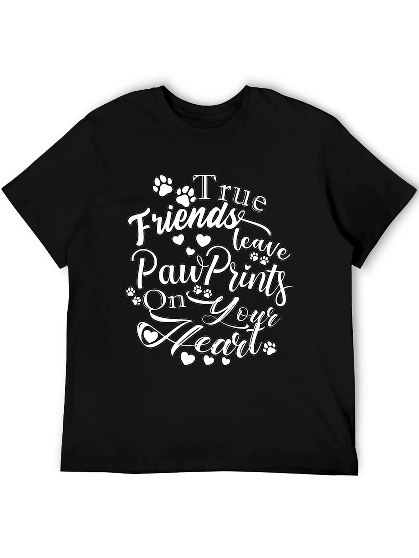 Black True Friends Dog Paw Print T-Shirt - Heartfelt Graphic Tee view 5