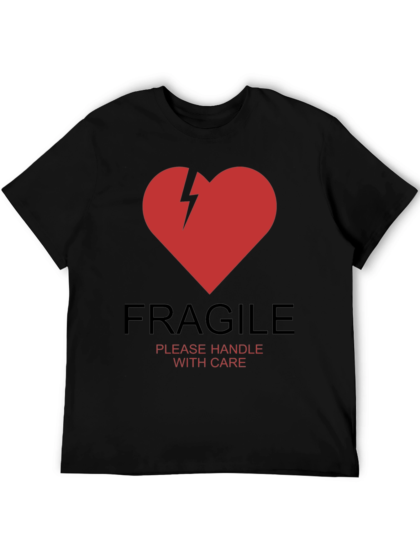 Black Fragile Heart Graphic T-Shirt - Handle With Care view 5