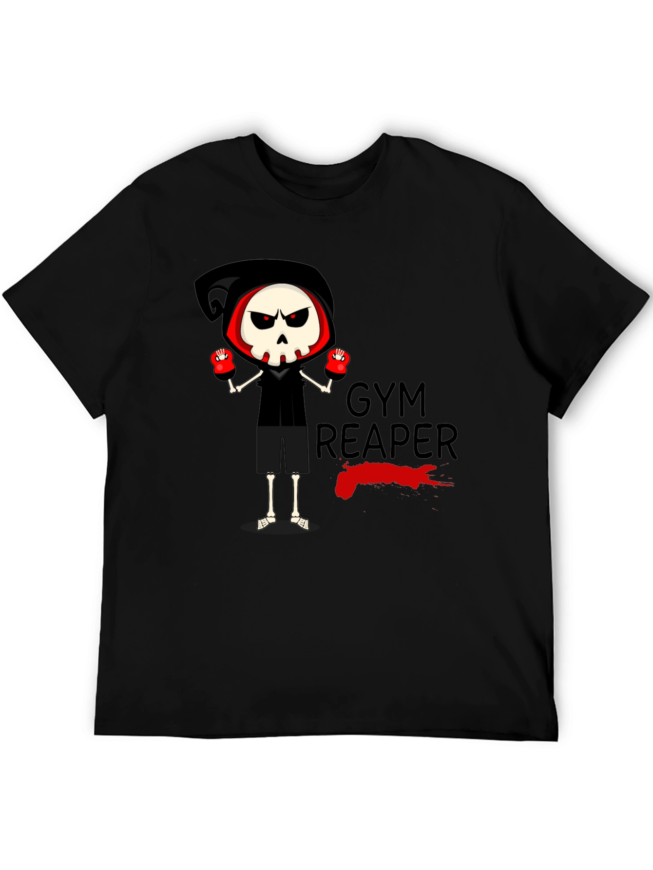 Black Gym Reaper Graphic Tee - Skeleton Boxer Design view 5