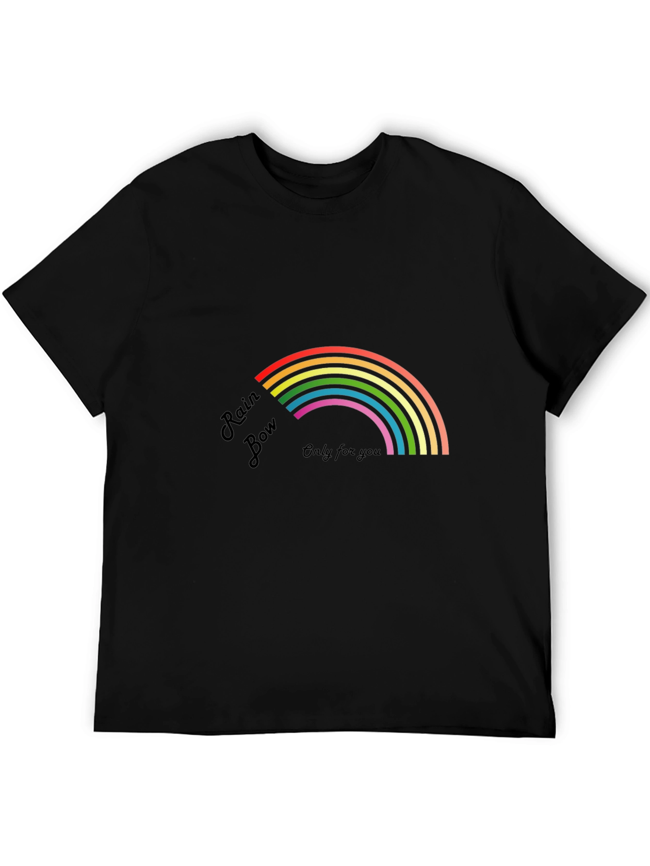 Black Rainbow Graphic Tee - "Only For You" Design view 5