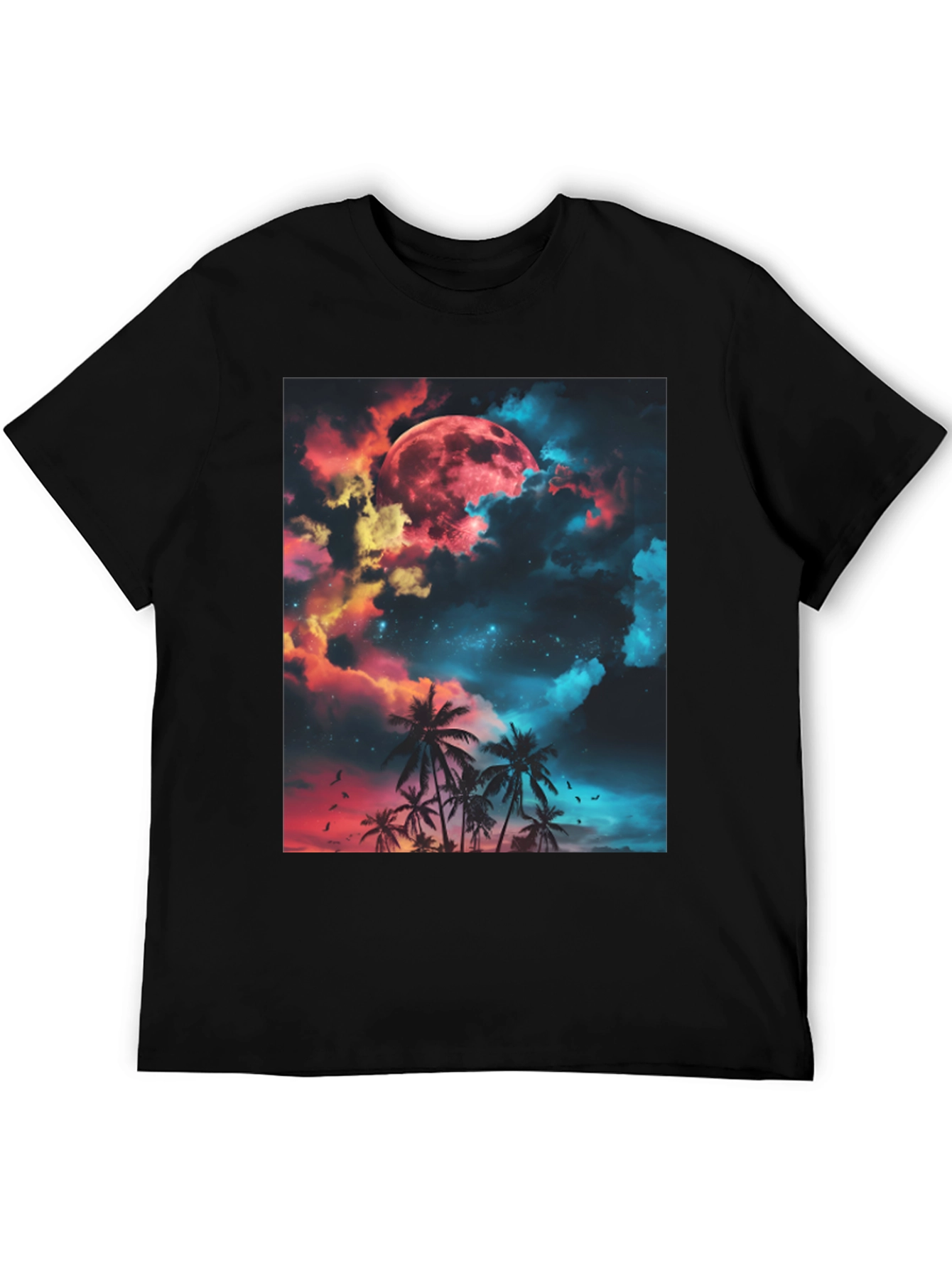 Black Tropical Moon Graphic T-Shirt view 5