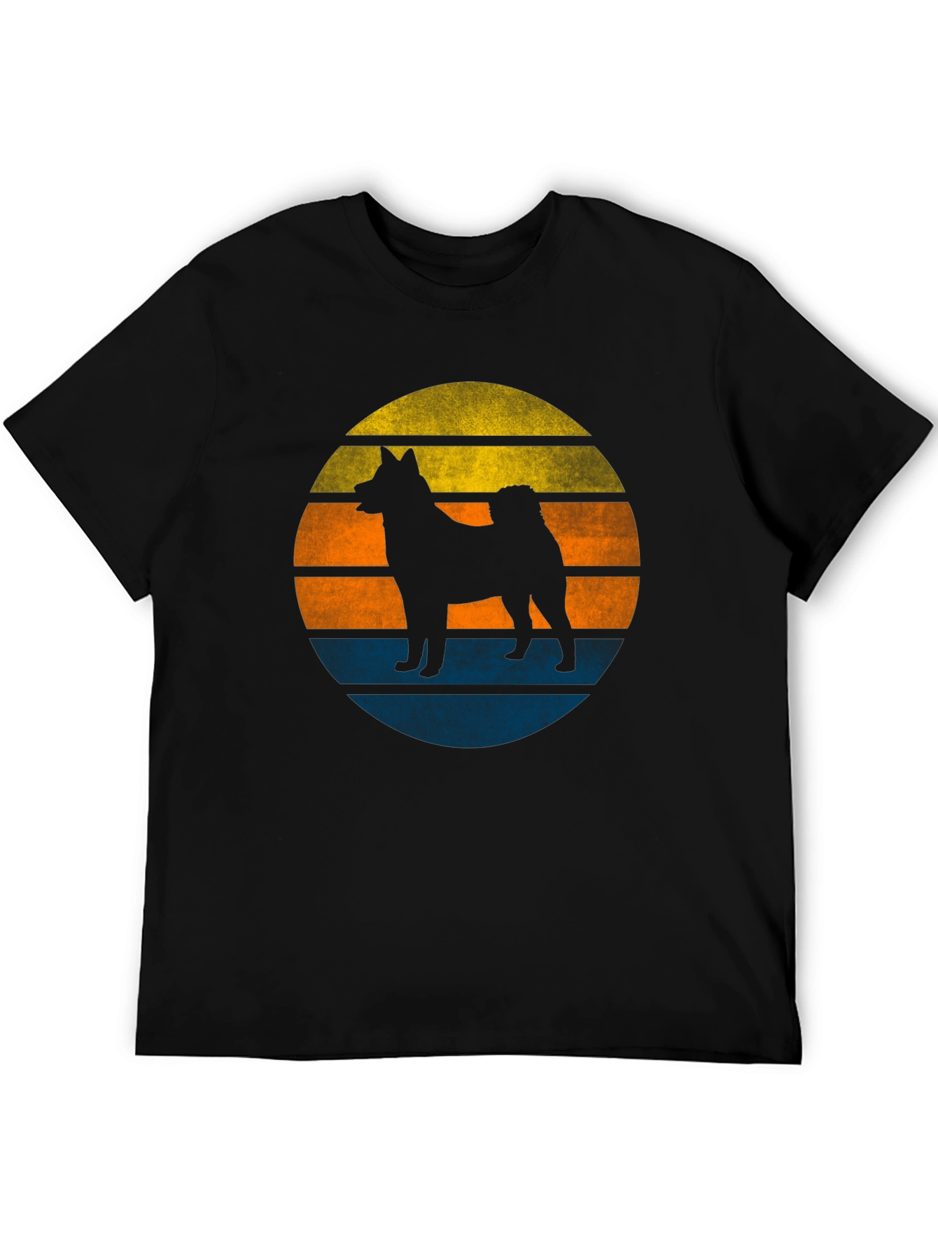 Black Retro Dog Sunset Graphic Tee - Men's Black T-Shirt view 5