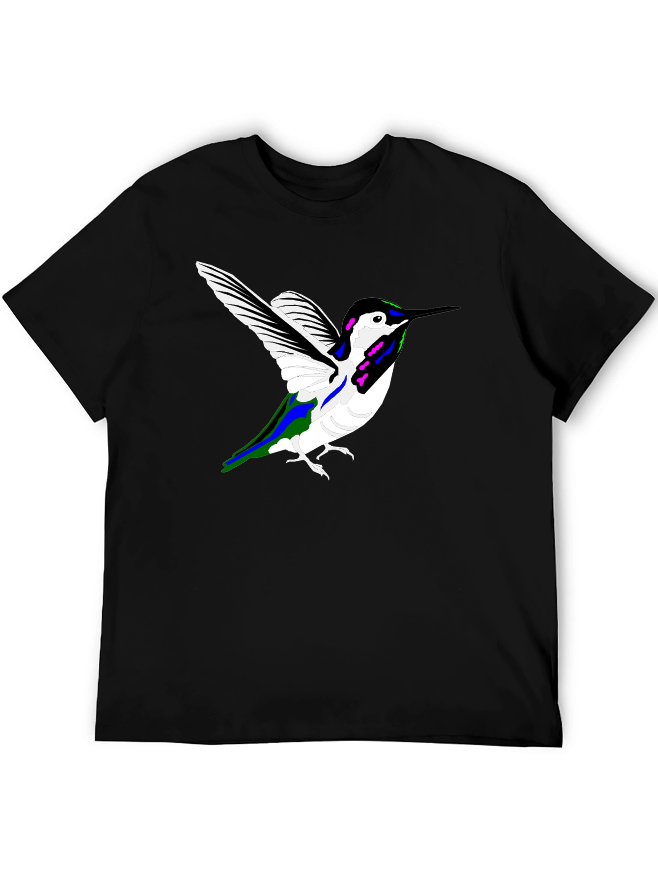 Black Hummingbird Graphic Tee - Black Cotton Casual Shirt view 5