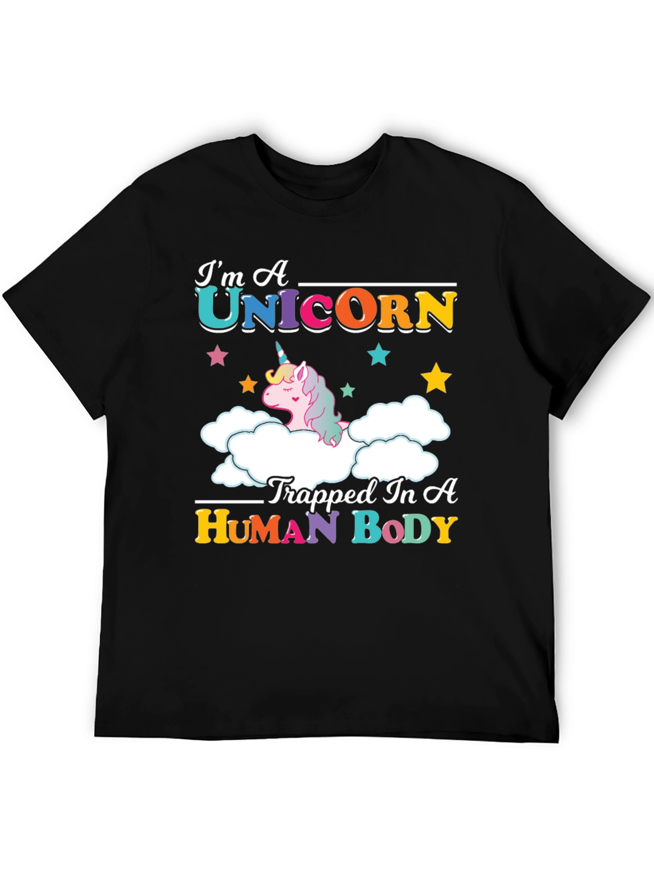Black I'm A Unicorn Trapped In A Human Body T-Shirt view 5