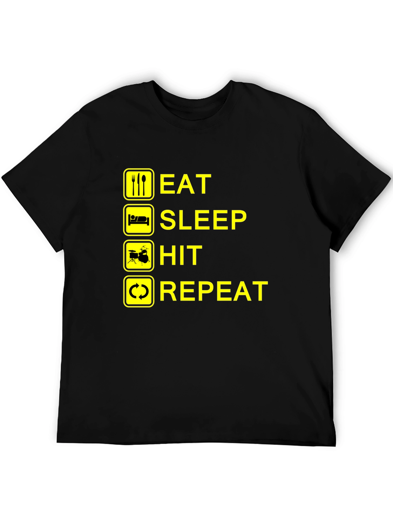 Black Eat Sleep Hit Repeat Drummer T-Shirt view 5