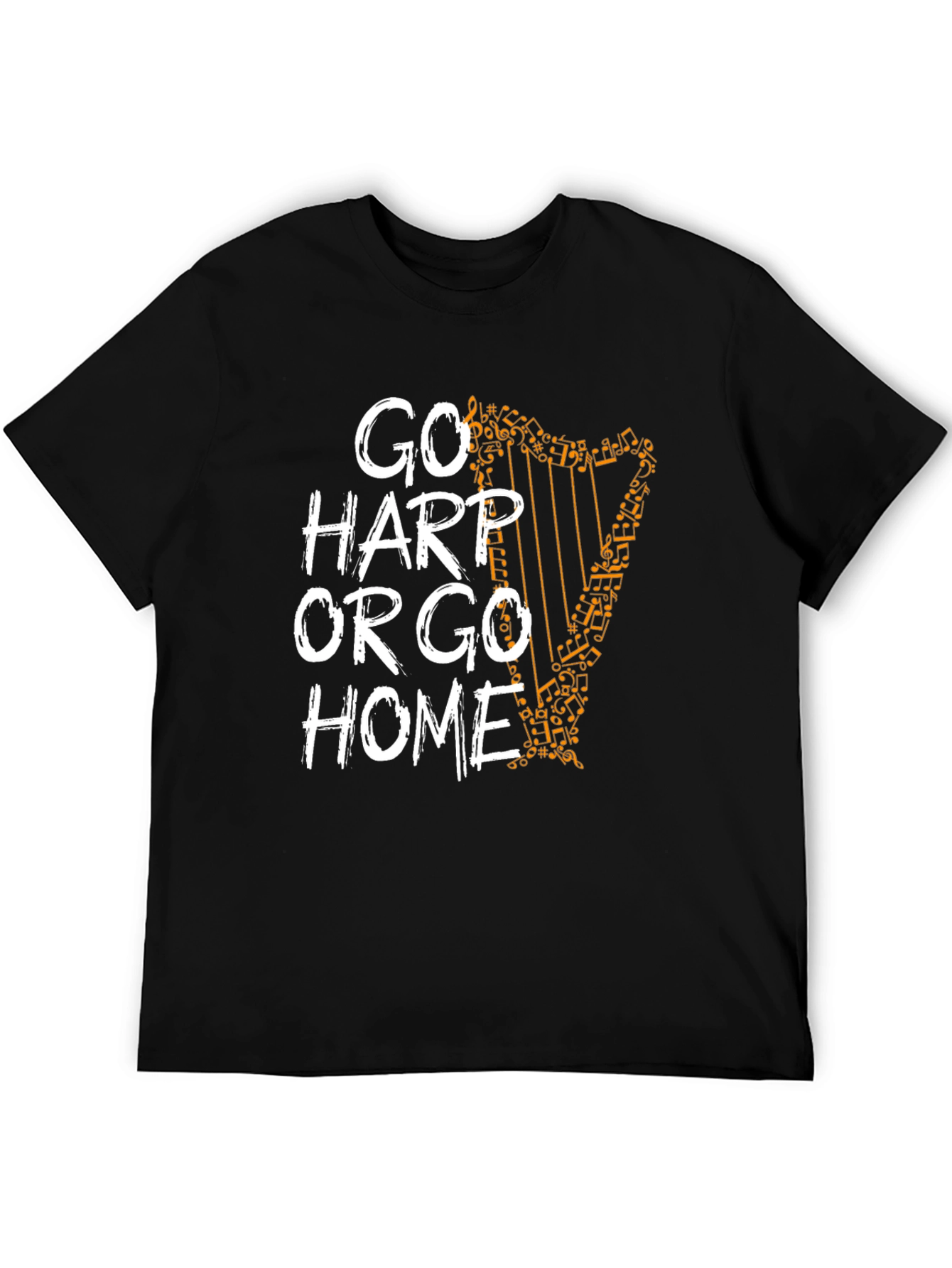 Black Go Harp or Go Home T-Shirt - Music Lover Tee view 5