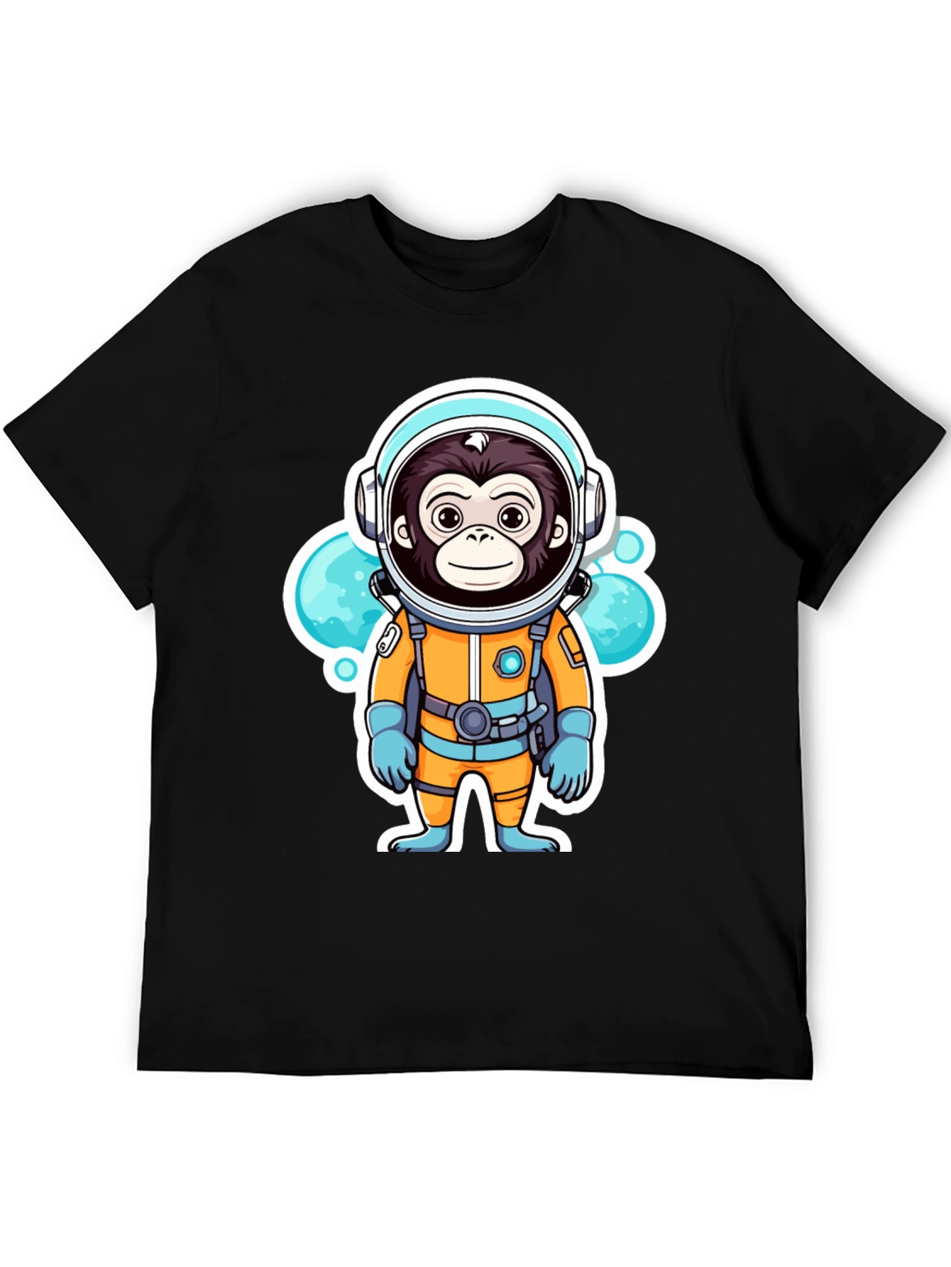 Black Monkey Astronaut T-Shirt - Space Adventure Graphic Tee view 5