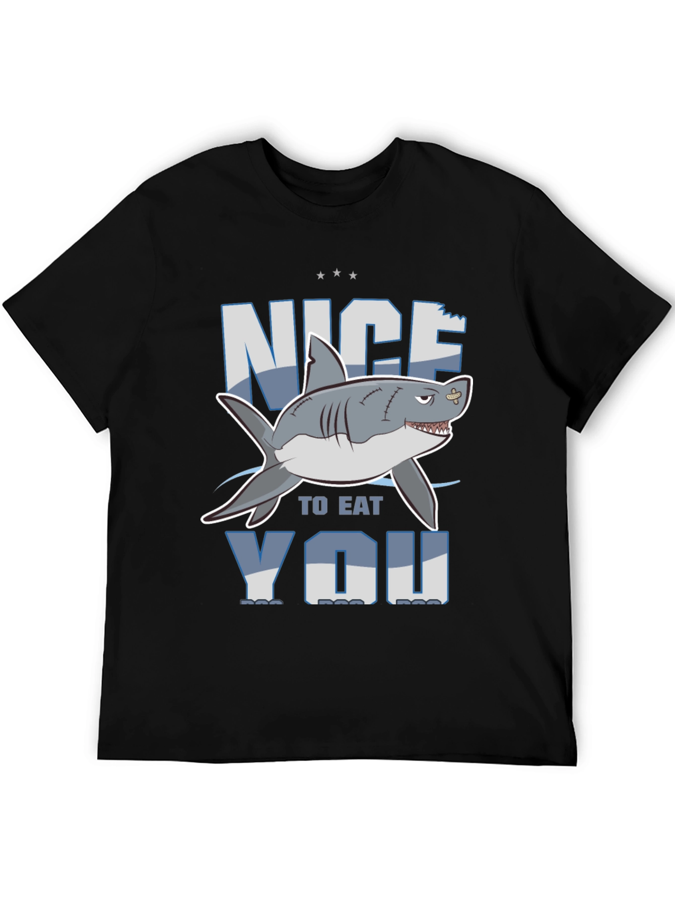 Black Nice to Eat You Shark Graphic T-Shirt view 5
